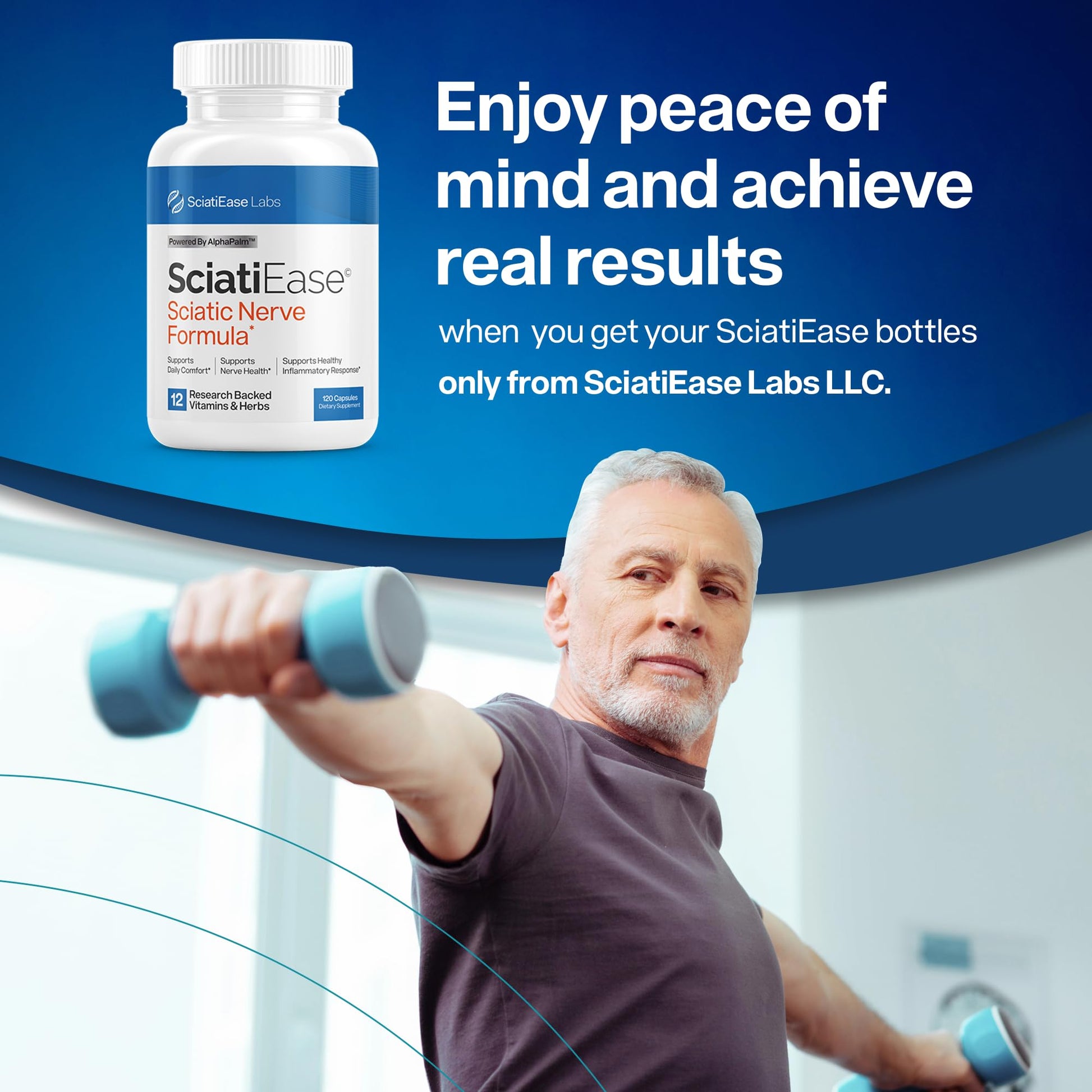 SciatiEase Sciatic Nerve Health Support Supplement - Nerve Support Formula with AlphaPalm, Pea, Vitamin B Complex, Alpha Lipoic Acid 300mg - 3 Bottles SciatiEaseAu supplements
