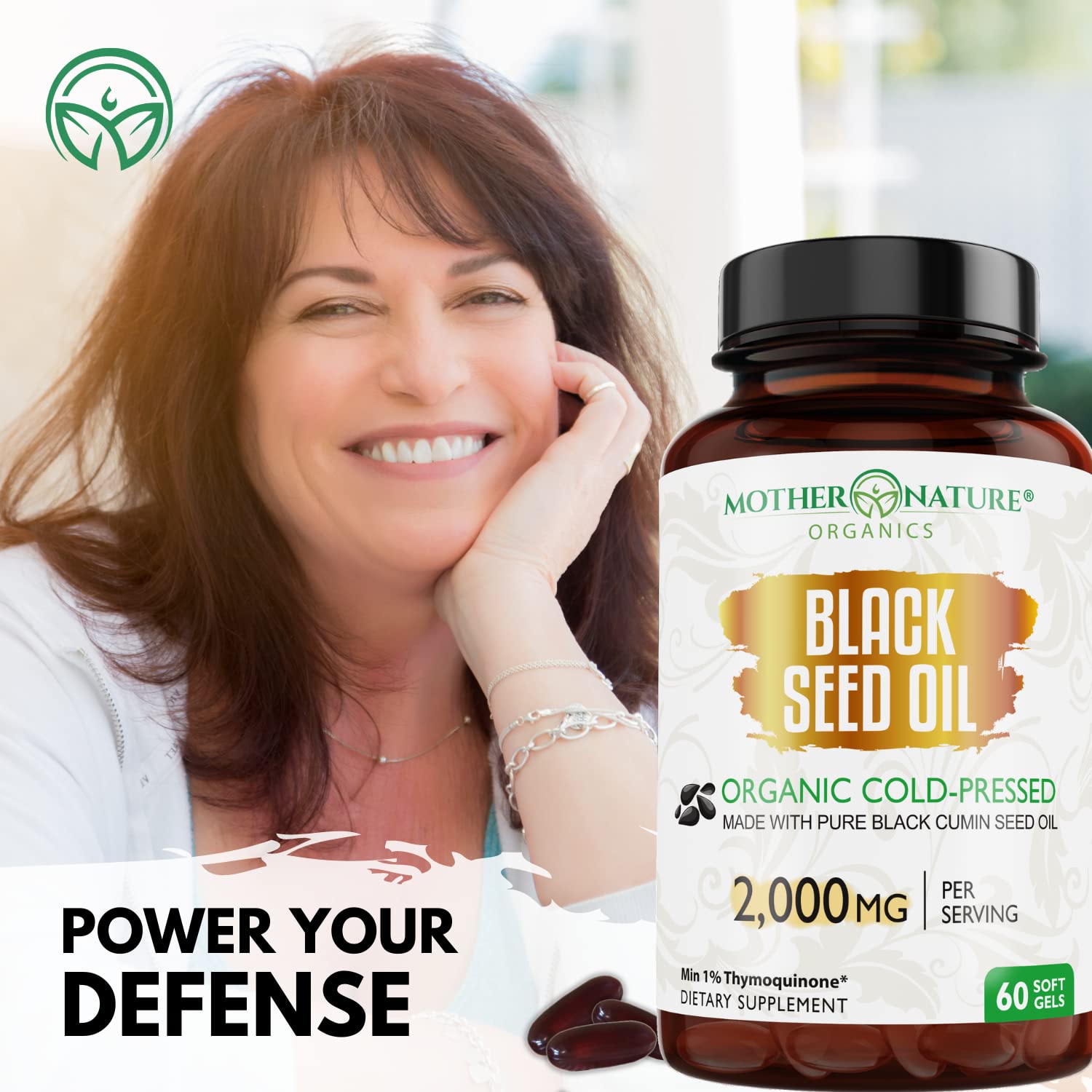 Organic Black Seed Oil 2000mg - 60 Softgel Capsules (Non-GMO) Premium Cold-Pressed Mother Nature Organics Superfoods for Organic LivingAu supplements