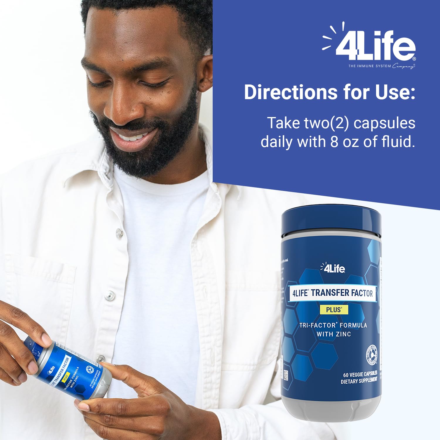 4Life Transfer Factor Plus - Support with Zinc, Super Mushroom Blend (Maitake, Shiitake, Agaricus), and Colostrum & Egg Yolk Extracts - 60 Capsules 4LifeAu supplements