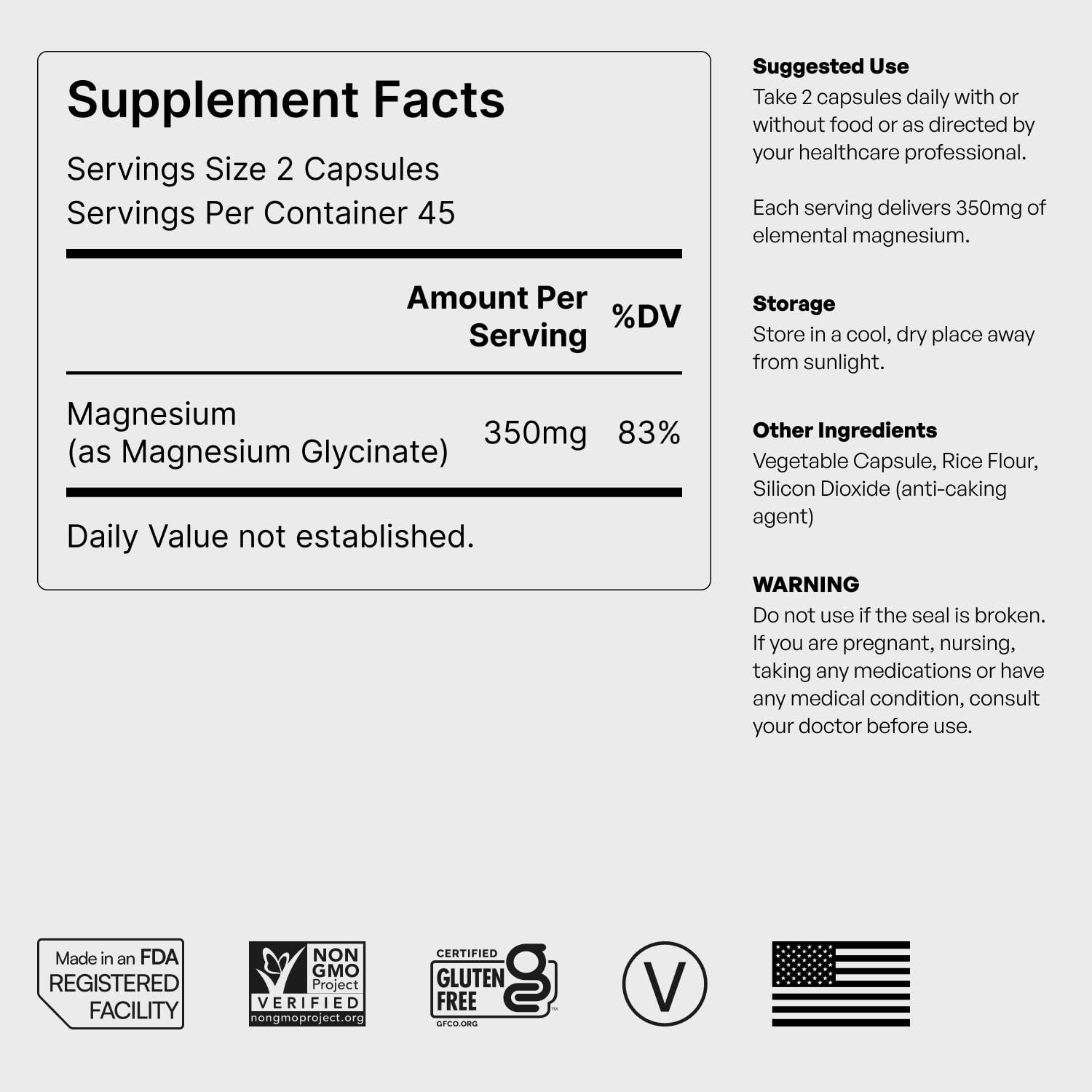 Pure Magnesium Glycinate - Magnesium for Sleep, Stress, Muscle & Nerve Support - High-Absorption, Non-GMO, Vegan - 90 Capsules (350mg) Helm NutritionAu supplements