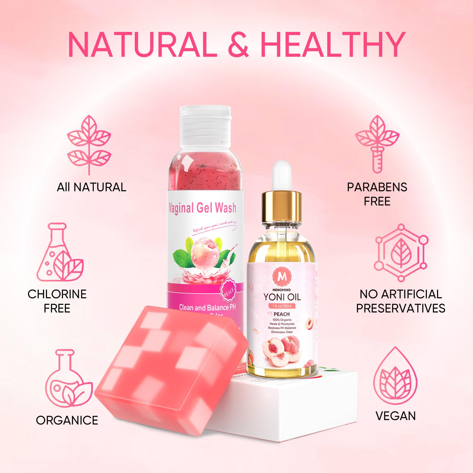 Feminine Wash & Yoni Oil & Yoni Soap Bar Set for Women, 1 Fl.Oz Natural Feminine Oil, Feminine MENOMINOAu supplements