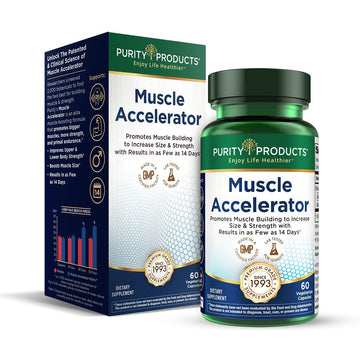 Purity Products Muscle Accelerator 650 mg Patented & Clinically Tested Muscle Accelerator Blend of Ayurvedic Herbal Extracts Promotes Strength, Endurance + Muscle Growth - 60 Veg Caps Purity ProductsAu supplements