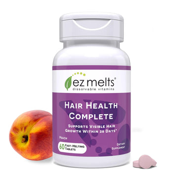 EZ Melts Hair Health Complete - Hair Supplement to Support Strength & Growth - Includes AnaGain Nu, Biotin, Apigenin, Bambo Silica & More - 60 Sublingual Tablets (30 Servings) EZ MeltsAu supplements