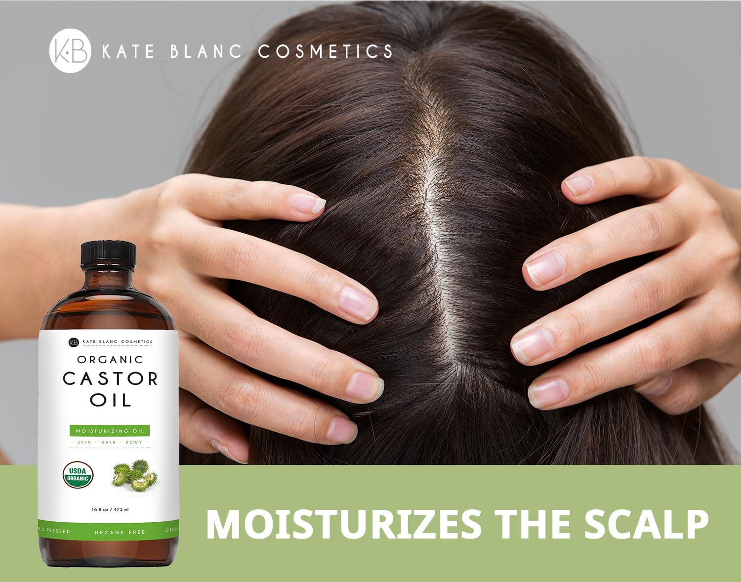 Kate Blanc Cosmetics Castor Oil Organic for Hair Growth & Body (16oz). 100% Pure Cold-Pressed Kate Blanc CosmeticsAu supplements