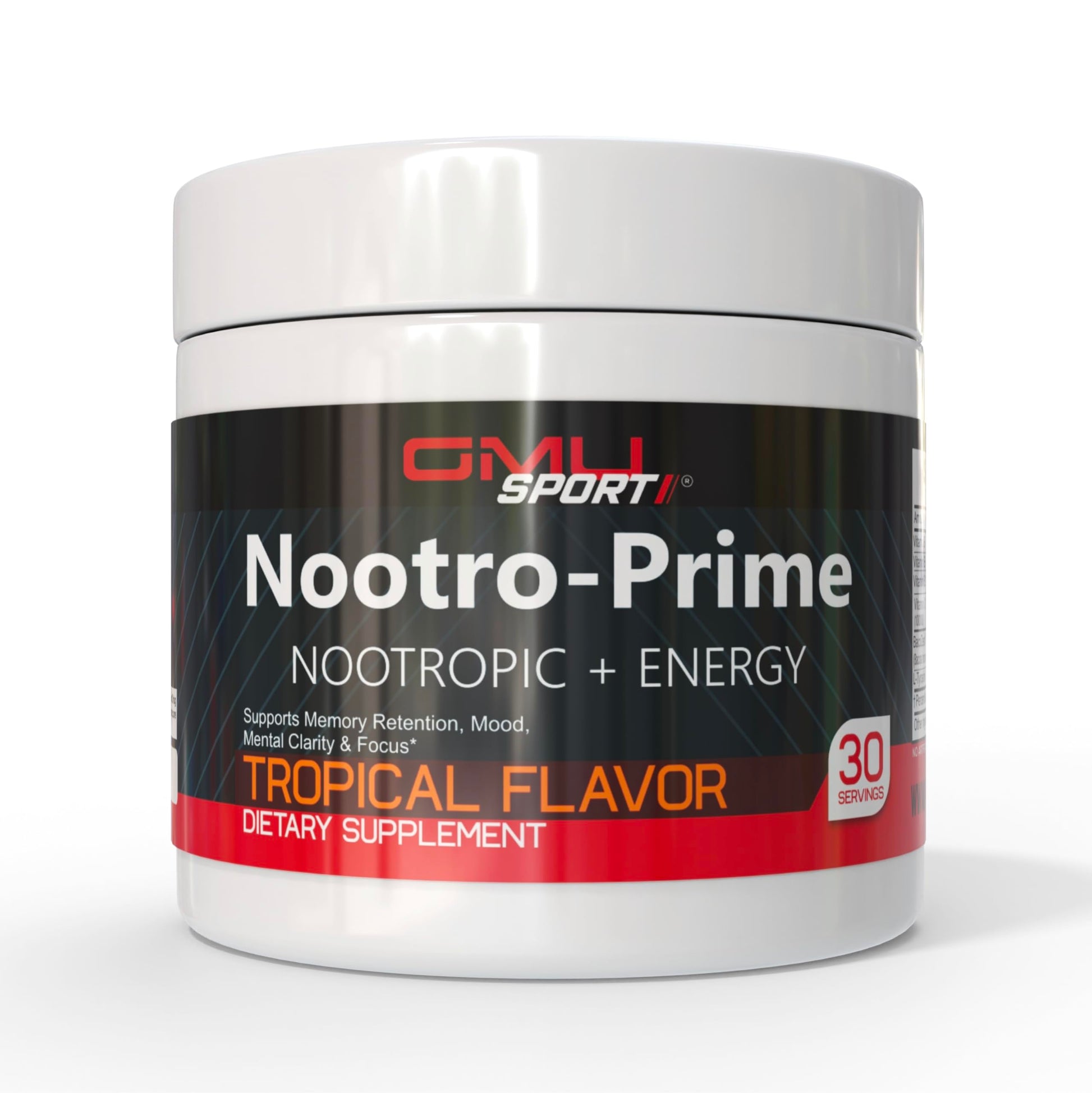 GMU SPORT Nootro-Prime Brain Boost - Focus Brain Supplement - Mushroom Supplement Powder with Alpha GPC, Nootropic Brain Supplements for Memory and Focus with Lions Mane, 30 Servings, Tropical Flavor GMU SPORTAu supplements