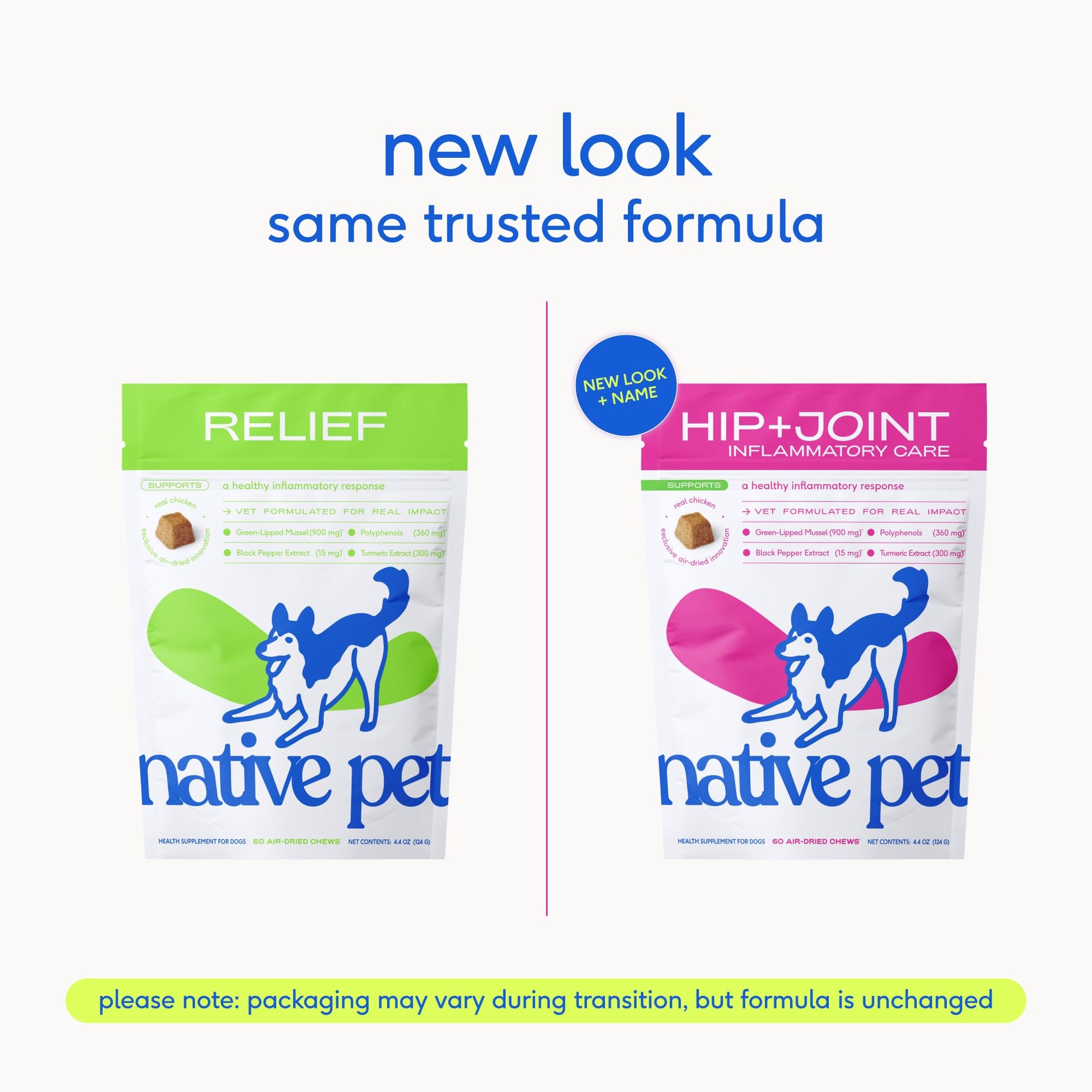 Native Pet Inflammatory Care - Pain Relief for Dogs - Green-Lipped Mussel, Turmeric & Collagen for Dogs - Hip and Joint Supplement Supports Healthy Inflammatory Response & Joint Comfort - 60 Chews Native PetAu supplements