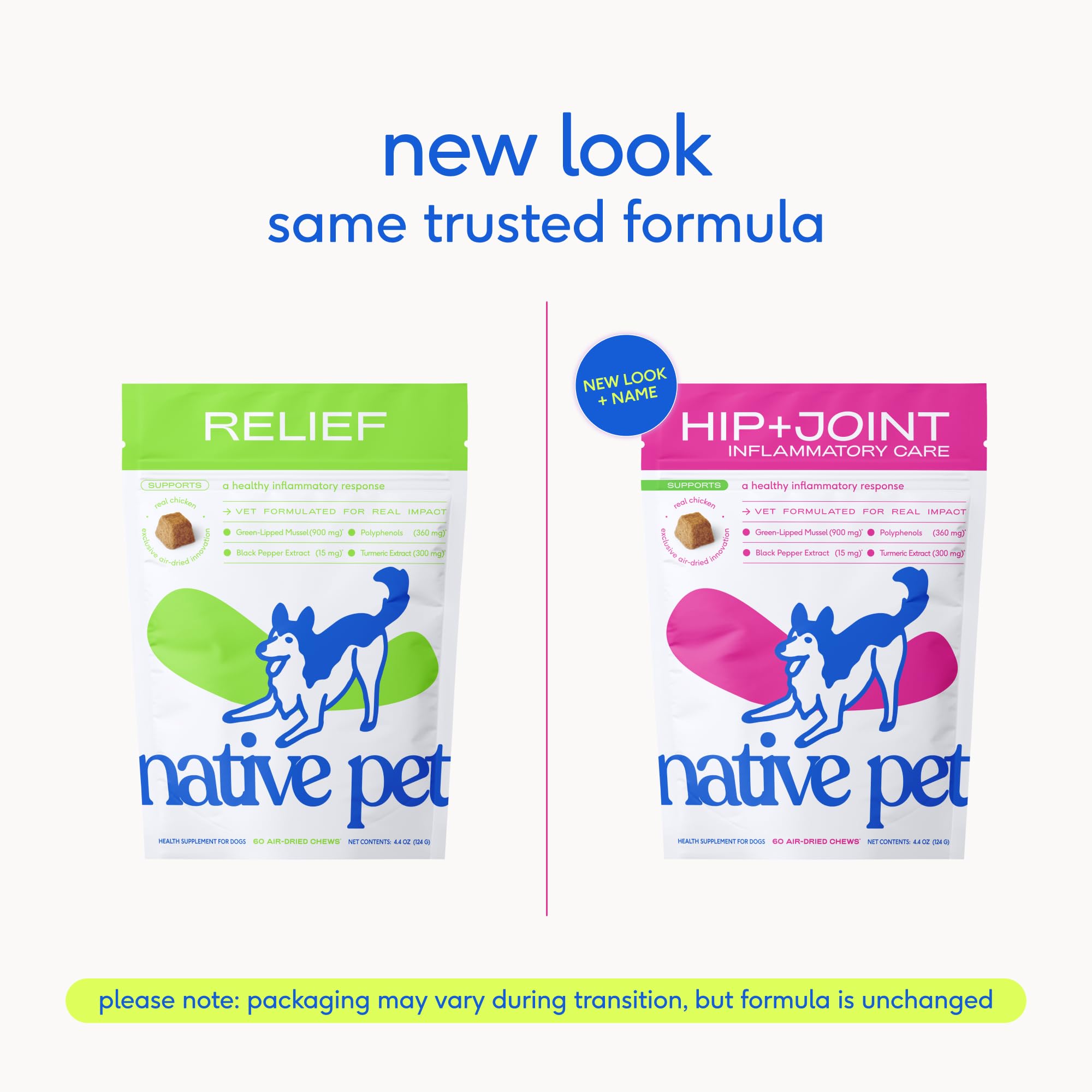 Native Pet Inflammatory Care - Pain Relief for Dogs - Green-Lipped Mussel, Turmeric & Collagen for Dogs - Hip and Joint Supplement Supports Healthy Inflammatory Response & Joint Comfort - 60 Chews Native PetAu supplements