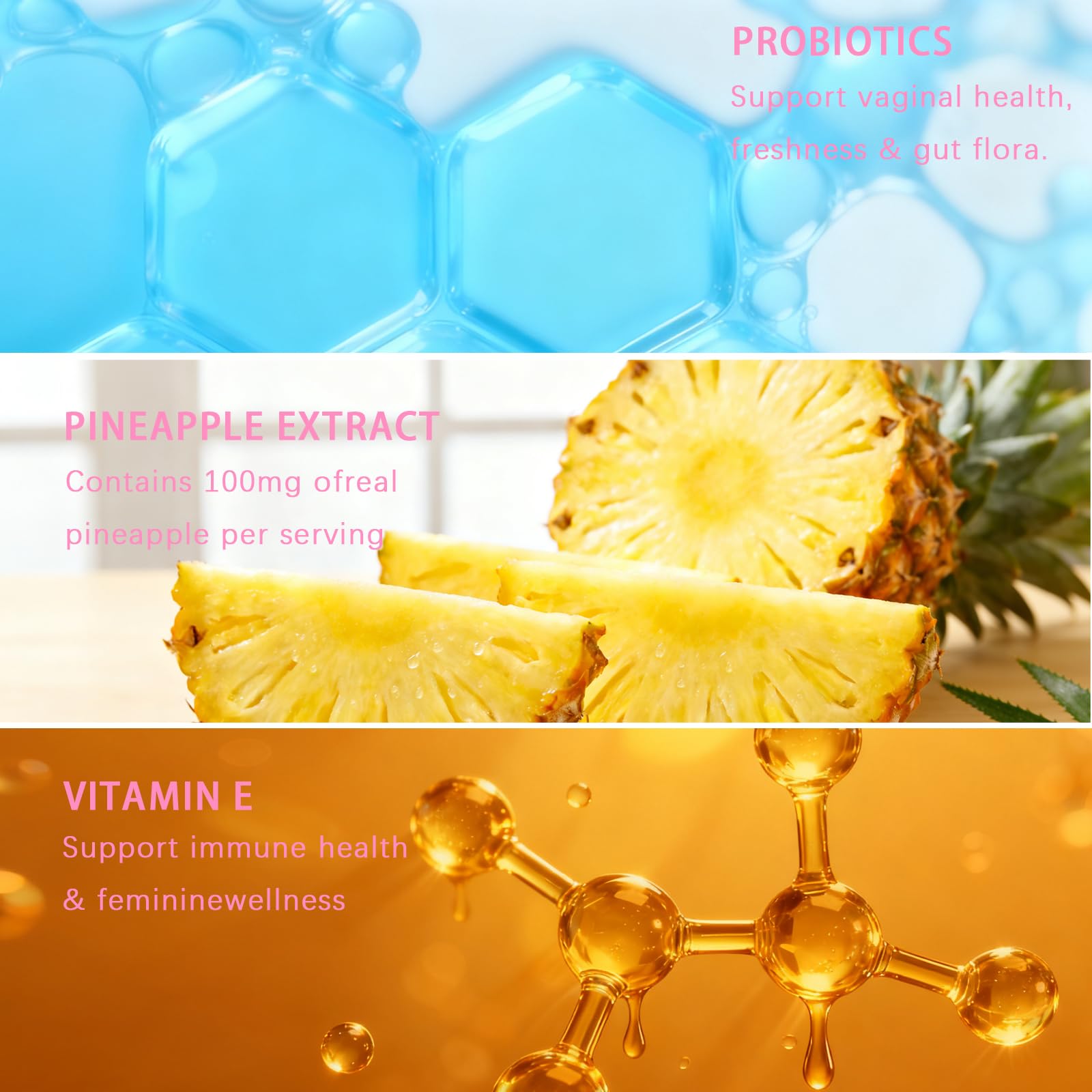 Pineapple Feminine Balance Gummies with Probiotics | Support for pH Balance & Freshness | Daily Intimate Wellness Support | Sugar-Free, Vegan | 60 Count (2) Nuora BalanceAu supplements
