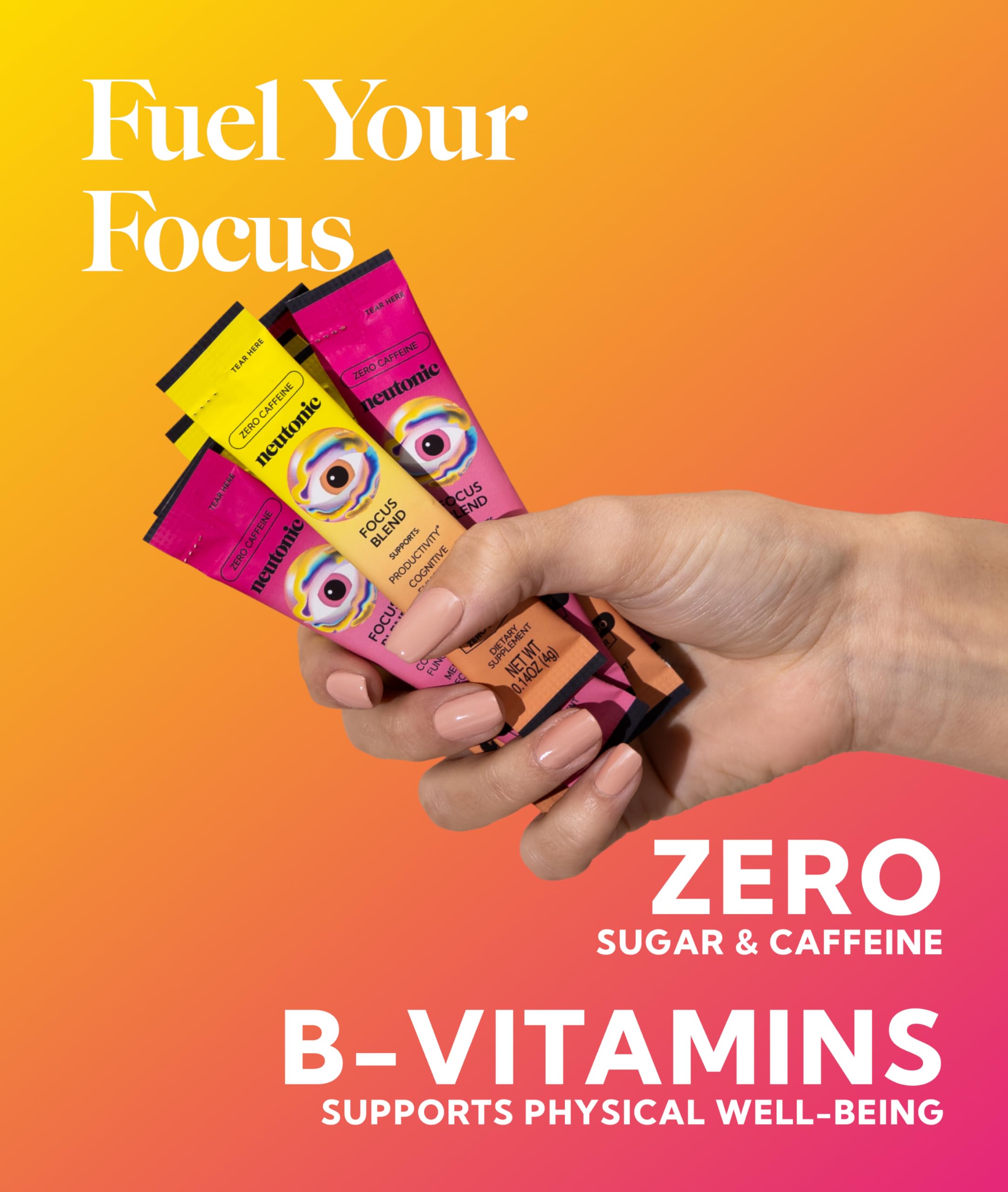 Neutonic Nootropic Focus Blend Powder | Peach Mango & Wild Berry 32 Sticks | Caffeine Free, Zero Sugar | Support Memory, Mental Clarity, Cognitive Function | Boost Focus, Energy, Brain Health NeutonicAu supplements
