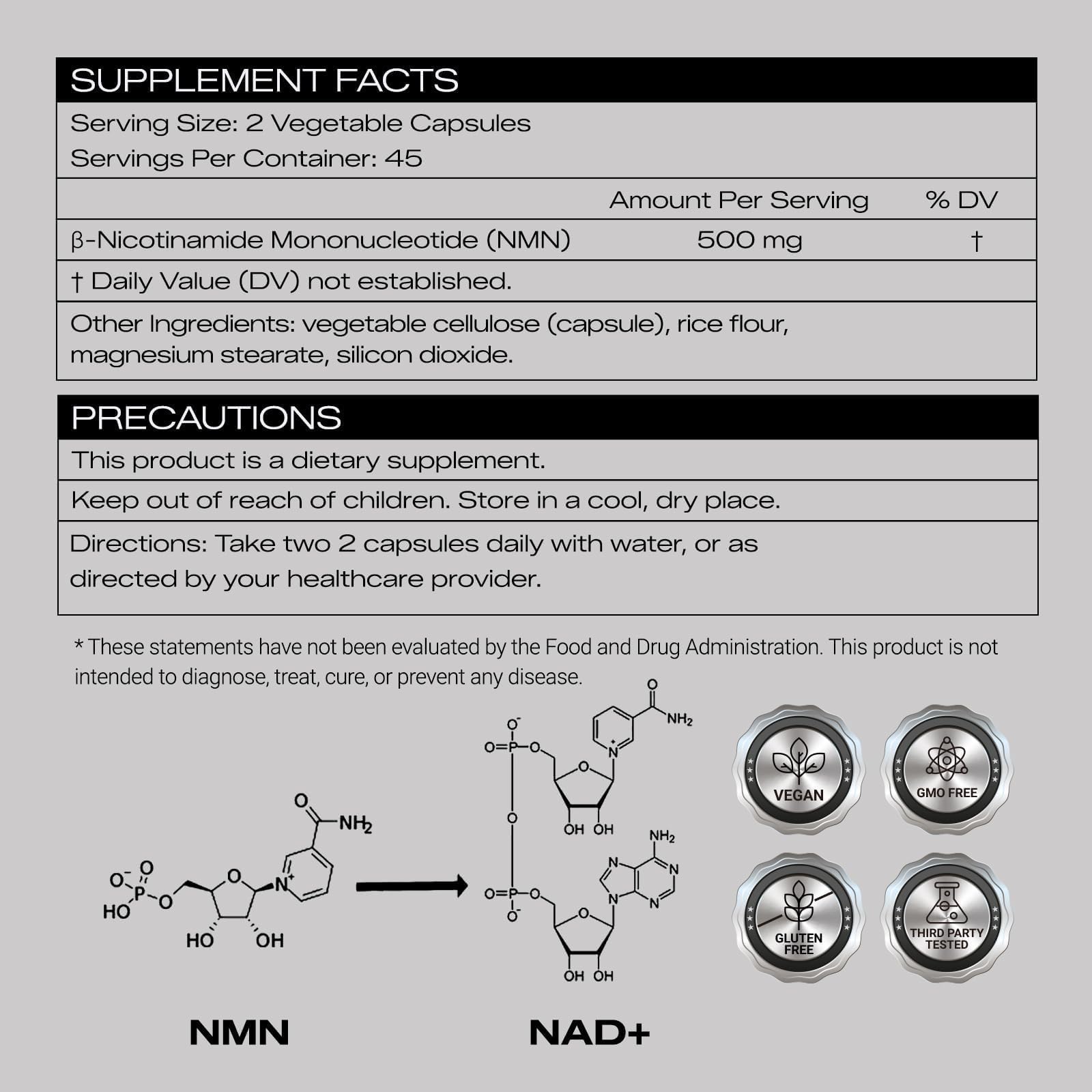 PEPAX NMN Supplement 500mg - 99% Pure NMN Supplement Capsules for Increased NAD Levels & Healthy Aging - Third Party Tested Stabilized Capsules, cGMP Certified, 90 Liposomal NMN (45 Servings) PEPAXAu supplements