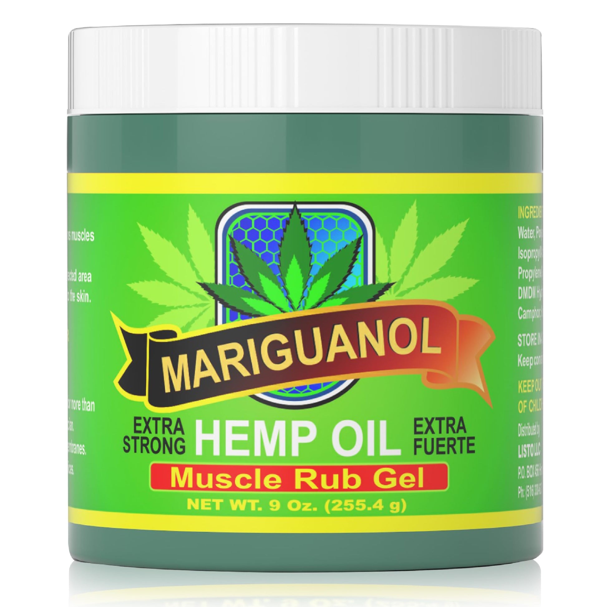 MARIGUANOL Extra Strong Muscle Rub Gel with Hemp Oil, Menthol & Camphor – Cooling, Fast-Absorbing Topical Gel for Post-Workout Active Lifestyles – Net Wt. (9 Ounce) MARIGUANOLAu supplements