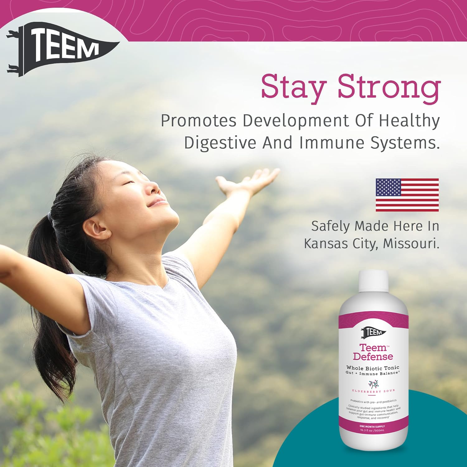 Teem Defense Liquid Probiotic with Elderberry, Whole Biotic Tonic for Digestion & Immunity, Prebiotic Probiotic & Postbiotic Supplement for Kids and Adults, 30 Day Supply – 16.3 Fl.Oz TeemAu supplements