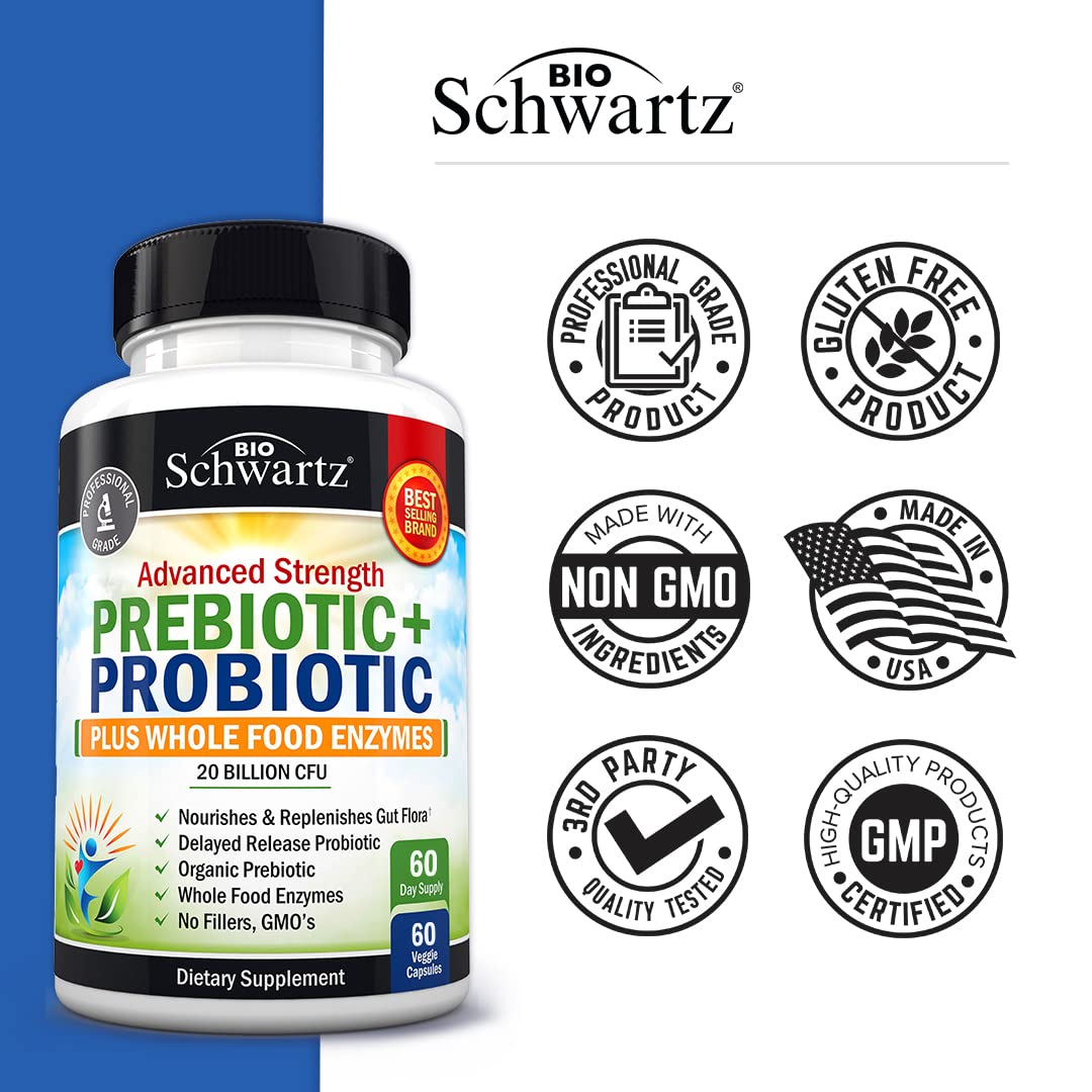 Prebiotics and Probiotic with Whole Food Enzymes for Adults Women & Men BioSchwartzAu supplements