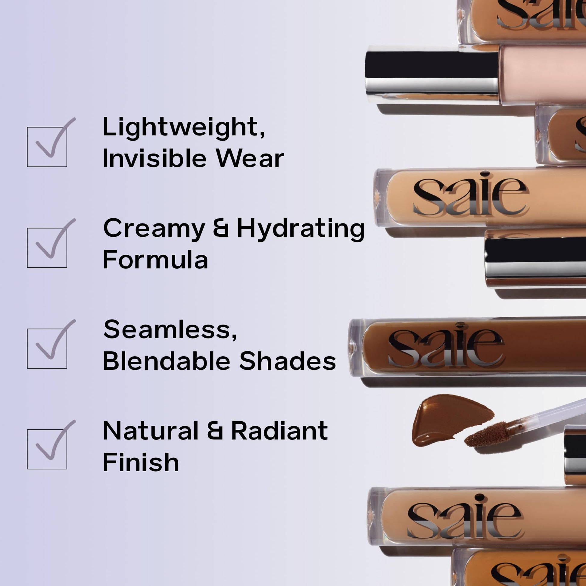 Saie Hydrabeam Under Eye Brightener - Sheer + Hydrating Concealer with Glycerin, Squalane + Cucumber Extract - Brightening Under Eye Concealer + Corrector for Even, Glowing Skin - Shade 6 (0.2 oz) SaieAu supplements