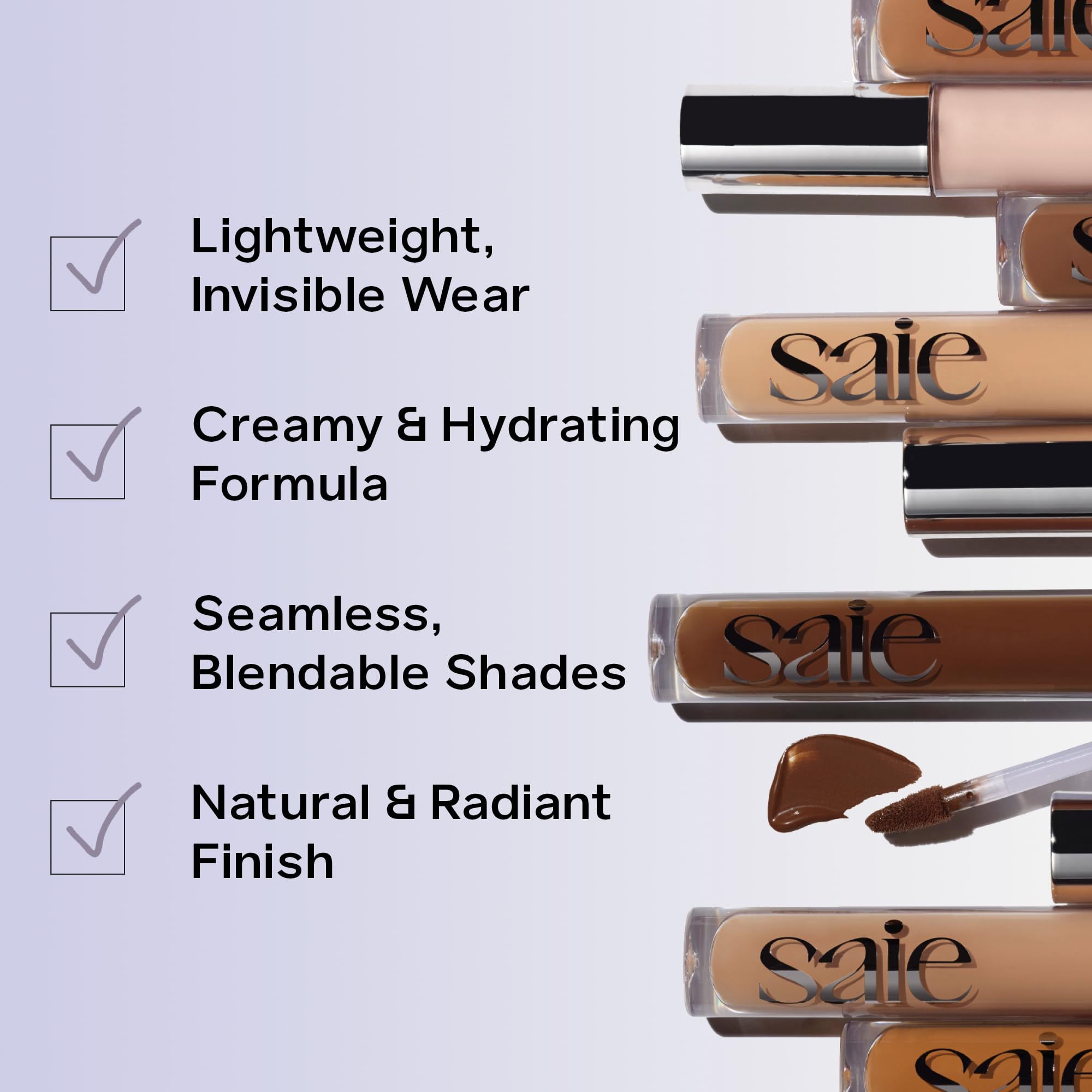 Saie Hydrabeam Under Eye Brightener - Sheer + Hydrating Concealer with Glycerin, Squalane + Cucumber Extract - Brightening Under Eye Concealer + Corrector for Even, Glowing Skin - Shade 6 (0.2 oz) SaieAu supplements