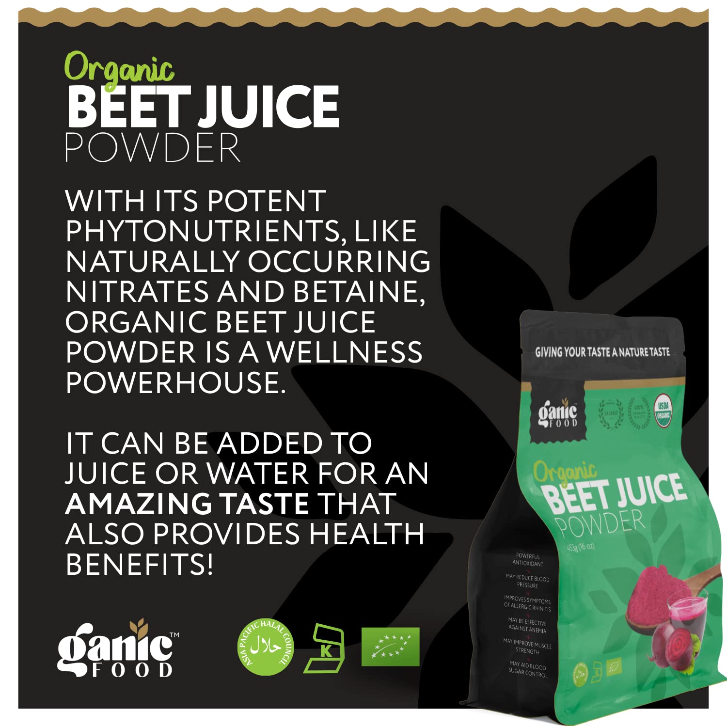 Ganic Food Organic Beet Root Juice Powder, 16 Ounces Ganic FoodAu supplements