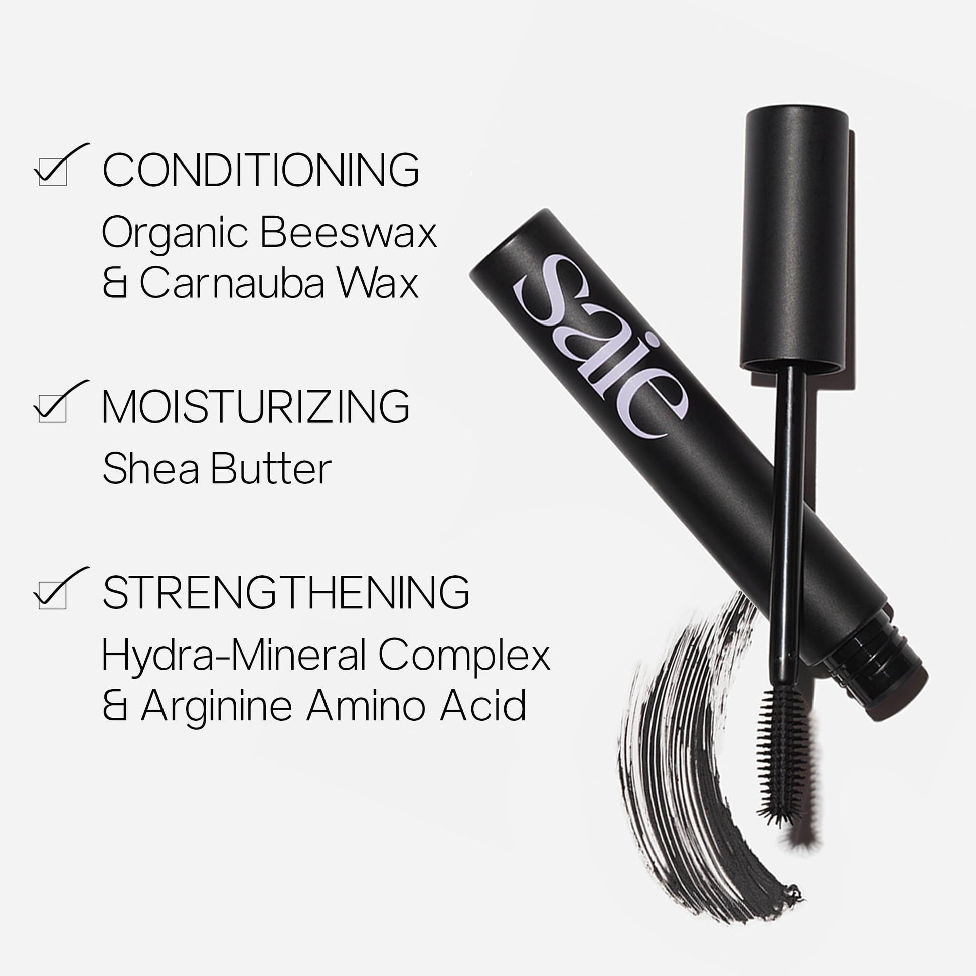 Saie Mascara 101 - Lash Lengthening Mascara for Thick, Bold, Lifted Lashes - Buildable Eye Makeup Formulated to Strengthen and Condition with Rich Nutrients - Black (0.31 oz) SaieAu supplements