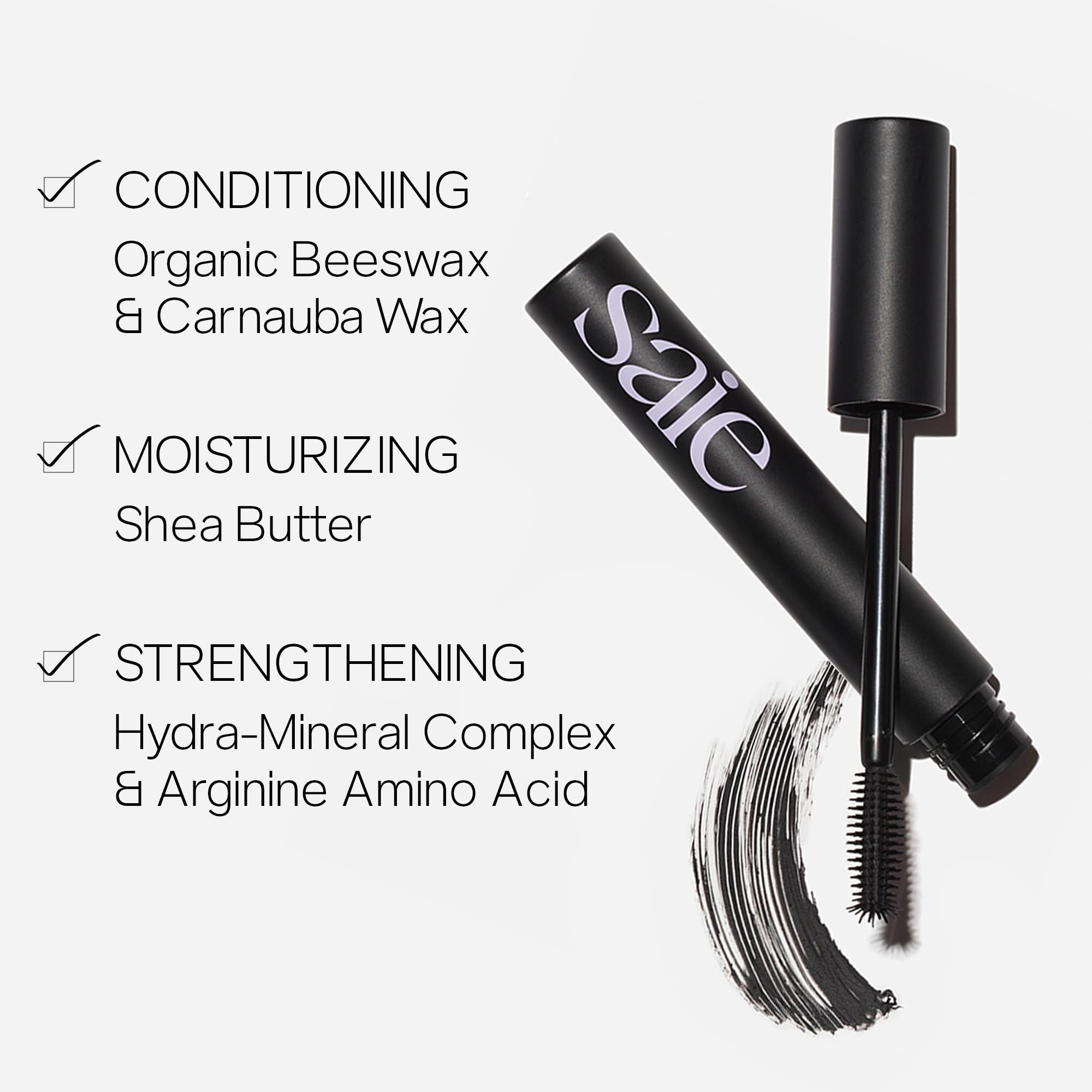 Saie Mascara 101 - Lash Lengthening Mascara for Thick, Bold, Lifted Lashes - Buildable Eye Makeup Formulated to Strengthen and Condition with Rich Nutrients - Black (0.31 oz) SaieAu supplements