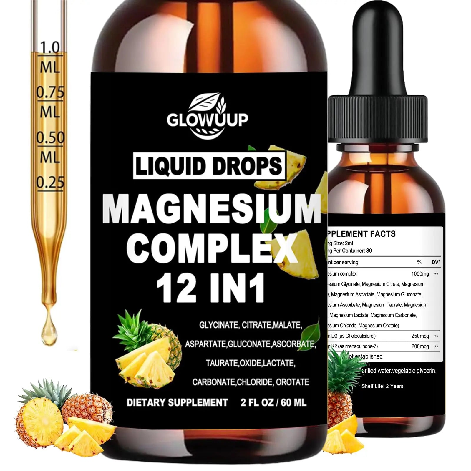 Magnesium 12 in 1 Complex 1000mg Supplement for Women & Men, High Absorption Liquid Magnesium W/Glycinate Citrate Malate Taurate Oxide Aspartate Orotate, Calm Magnesium for Sleep Muscle Heart Support GLOVVUUPAu supplements