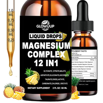 Magnesium 12 in 1 Complex 1000mg Supplement for Women & Men, High Absorption Liquid Magnesium W/Glycinate Citrate Malate Taurate Oxide Aspartate Orotate, Calm Magnesium for Sleep Muscle Heart Support GLOVVUUPAu supplements