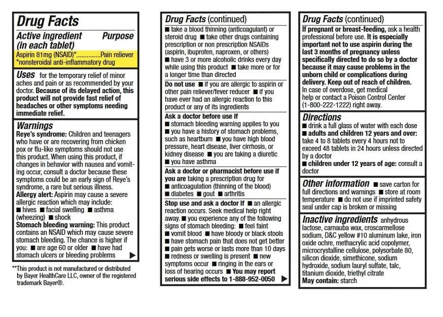 HealthA2Z® Aspirin 81 mg | Low Strength | Enteric Coated | Pain Relief | Reduces Minor Aches Muscle Pain & Cramps | Fever Reducer | Reduces Headache (300 Counts) HealthA2ZAu supplements