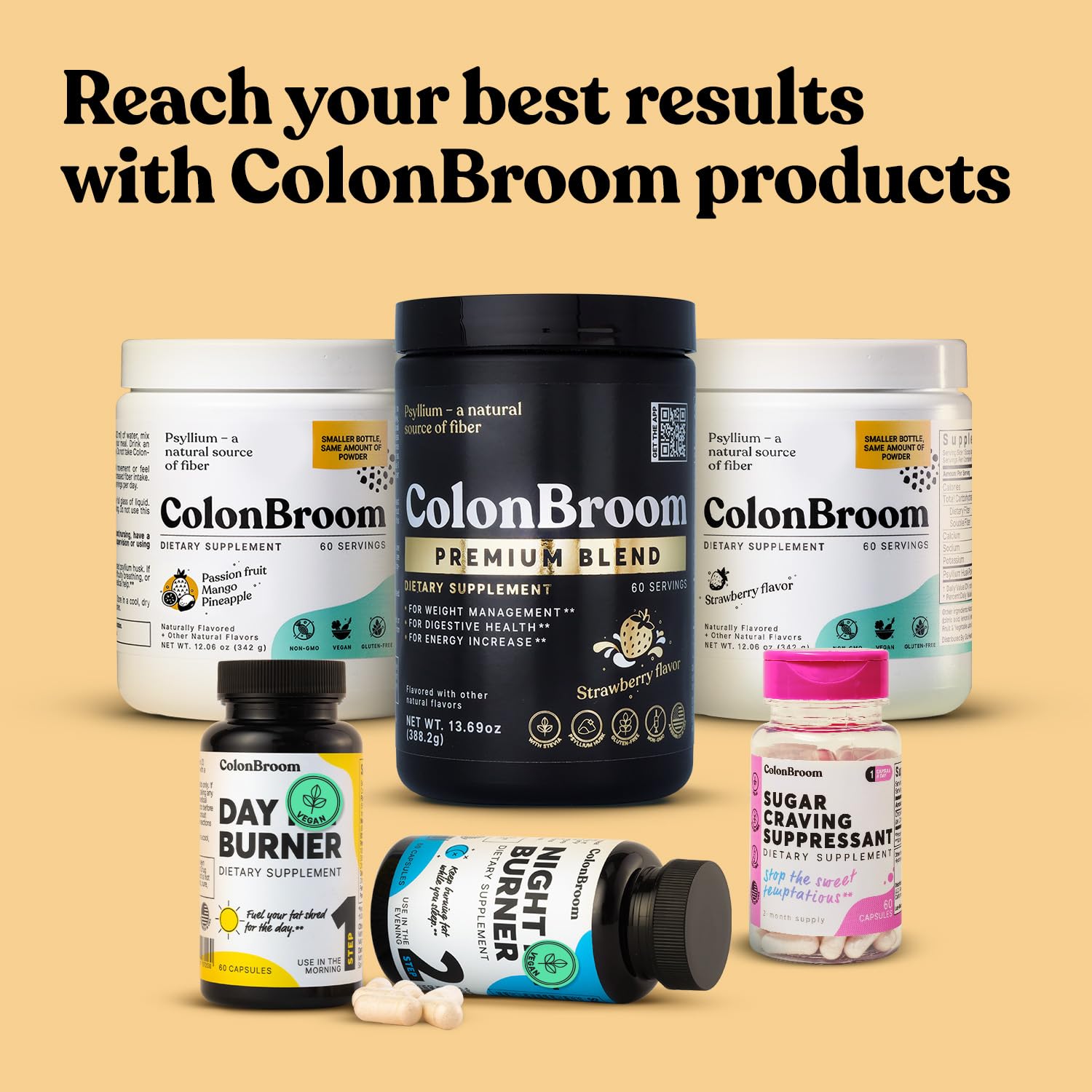 ColonBroom Premium Psyllium Husk Powder (Strawberry, 60 Servings) + Shaker Bottle for Colon Broom Fiber Powder Drink Bundle - Colon Cleanse for Bloating Relief & Gut Health - Fiber Powder Supplement ColonBroomAu supplements