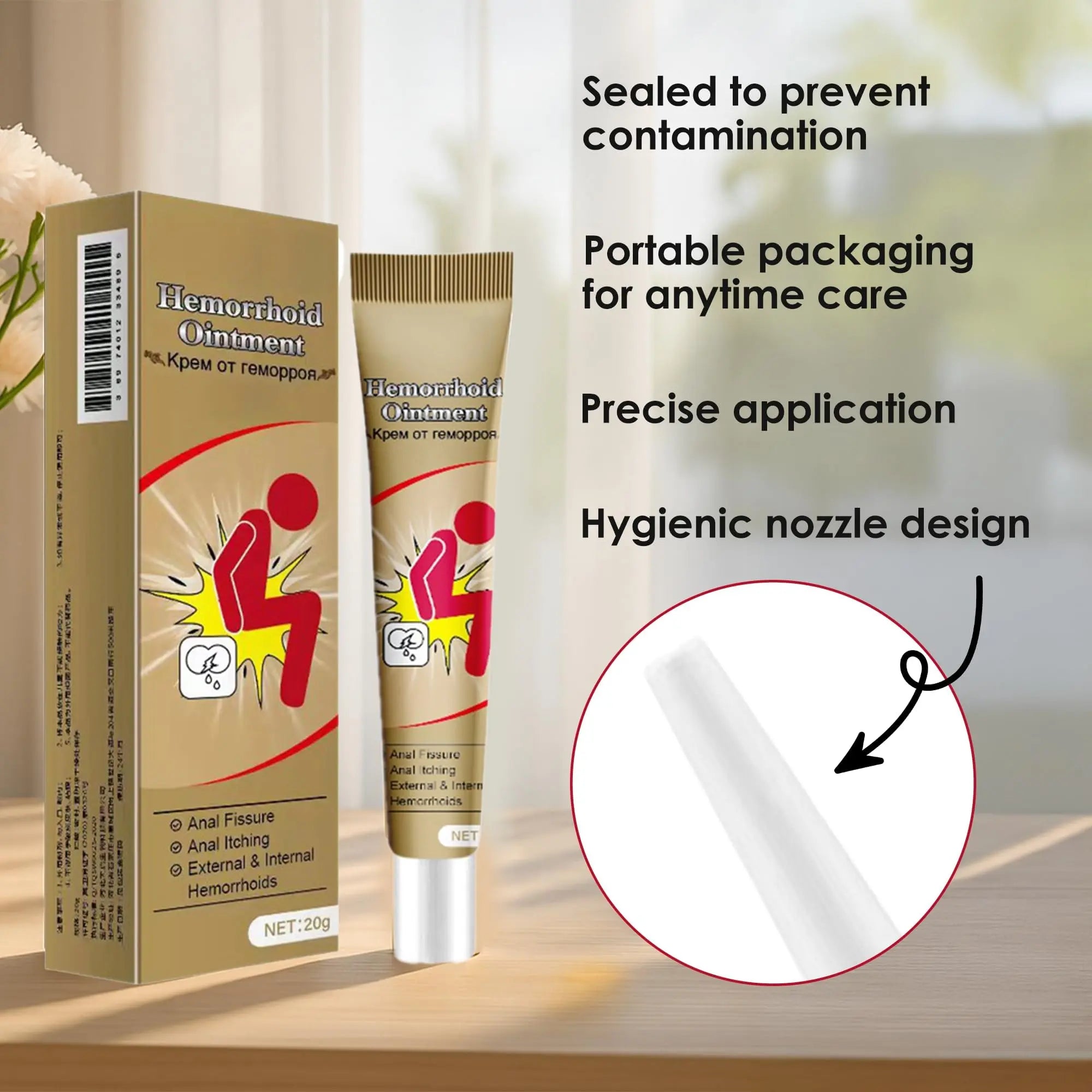Hemorrhoid Cream, Herbal Hemorrhoid Ointment, Natural Itching & Burning Relief Hemorrhoidal Cream, External Discomfort Support for Men Women 20g GenericAu supplements