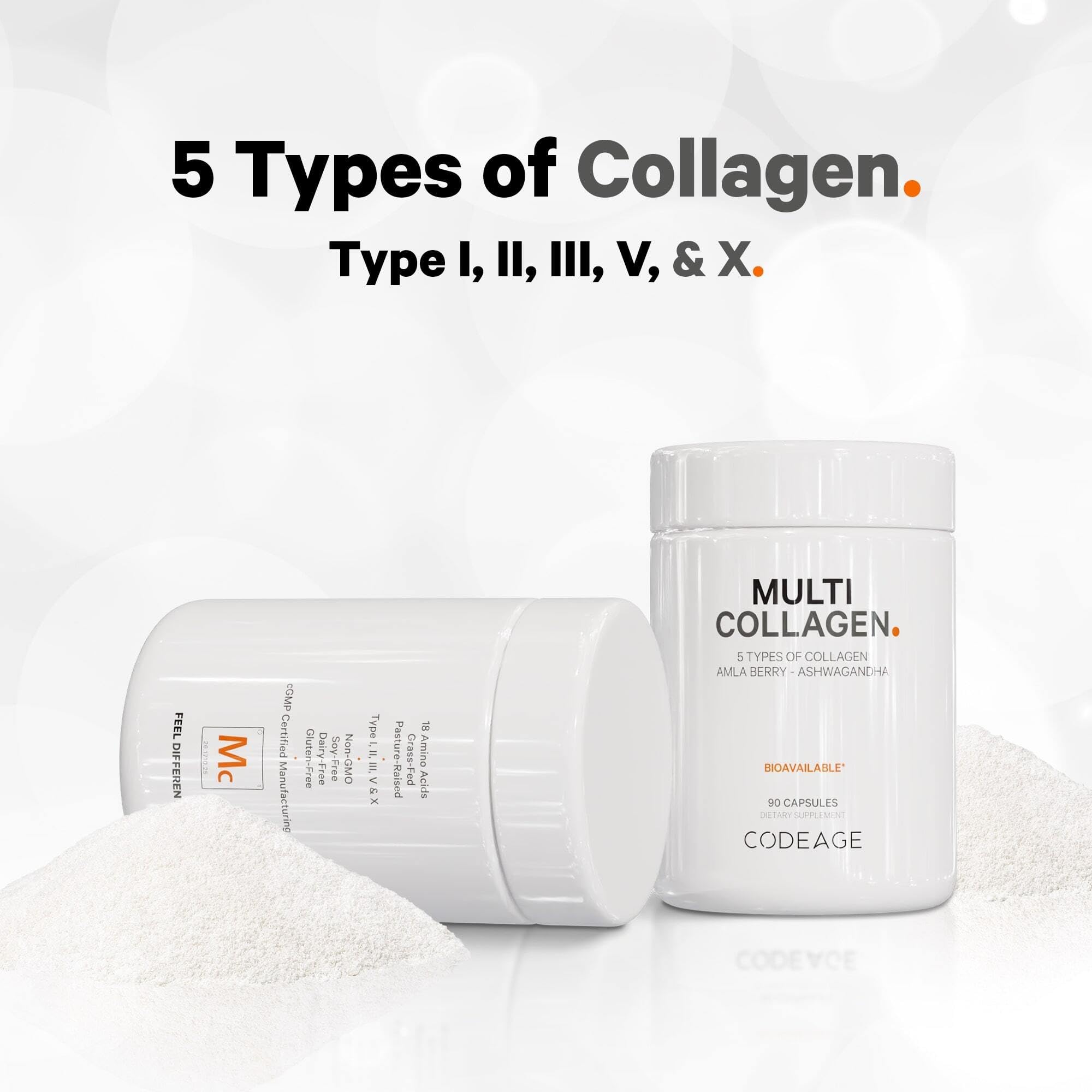 Codeage Multi Collagen Protein Capsules 5 Types, Ashwagandha Withania Somnifera & Organic Amla Berry + SBO Probiotic Blend 50 Billion CFU Bundle, Lactobacillus Plantarum, Bacillus Subtilis, Non-GMO CodeageAu supplements