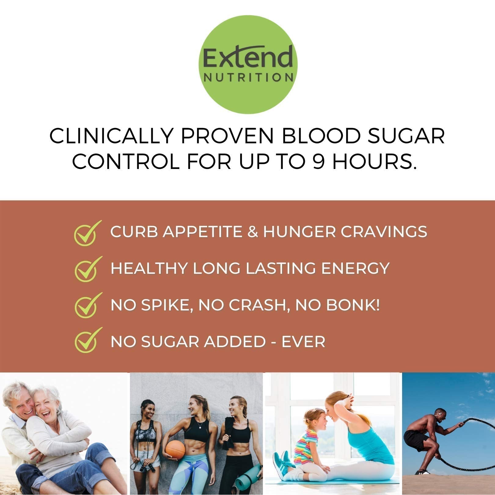 Extend Nutrition Diabetic Snacks for Sugar Control, Low Carb, Low Sugar, Low Calorie Snacks Extend BarUS supplements