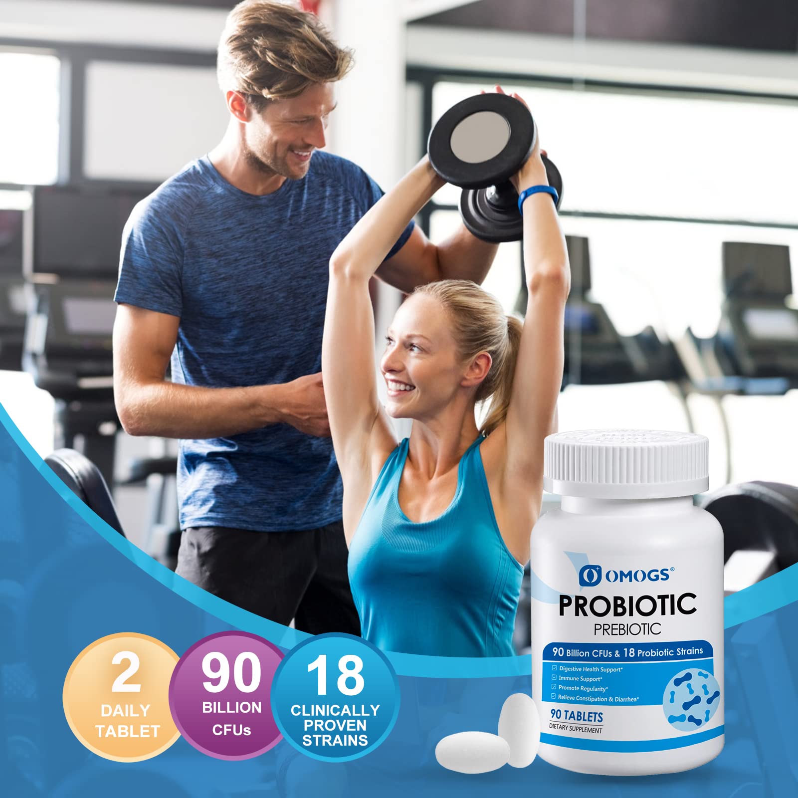 OMOGS Probiotics 90 Billion CFUs 18 Strains,with 3 Organic Prebiotic, Probiotics Supplement OMOGSAu supplements