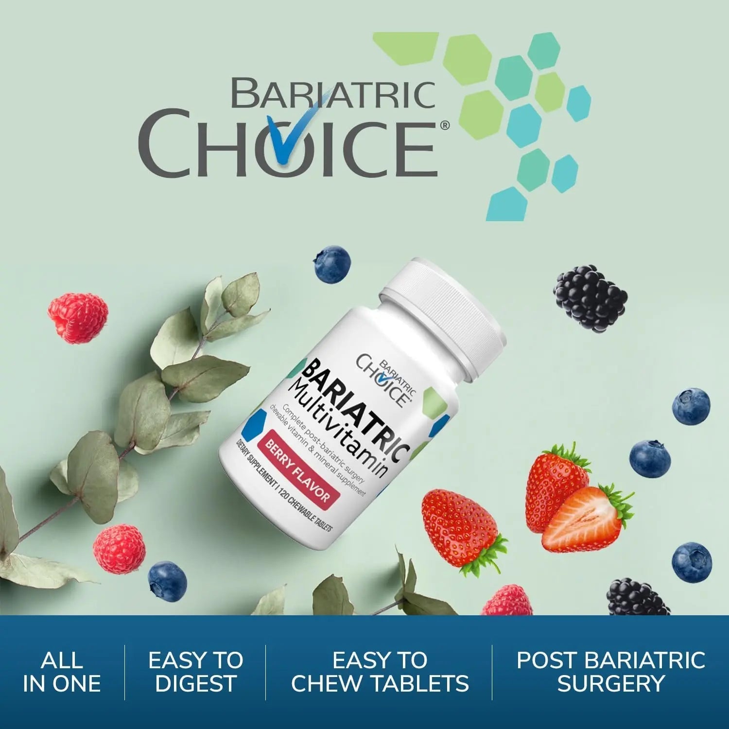 Bariatric Choice My Bariatric Chewable Multivitamin with Iron & 300mg Calcium, Berry (120ct) Bariatric ChoiceAu supplements