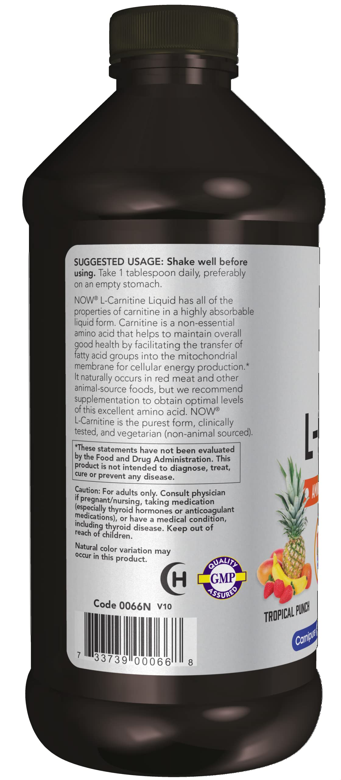 NOW Sports Nutrition, L-Carnitine Liquid 1,000 mg, Highly Absorbable, Tropical Punch NOWAu supplements