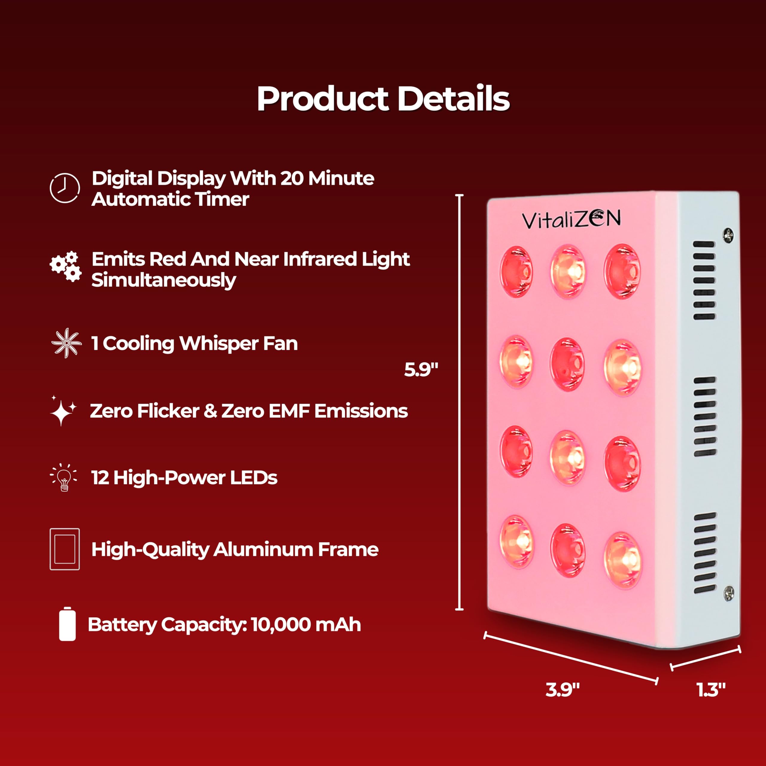 VitaliZEN Cosmo 60 Watt, Rechargeable Red & Near-Infrared Light Therapy Device. 660nm & 850nm VitaliZENAu supplements