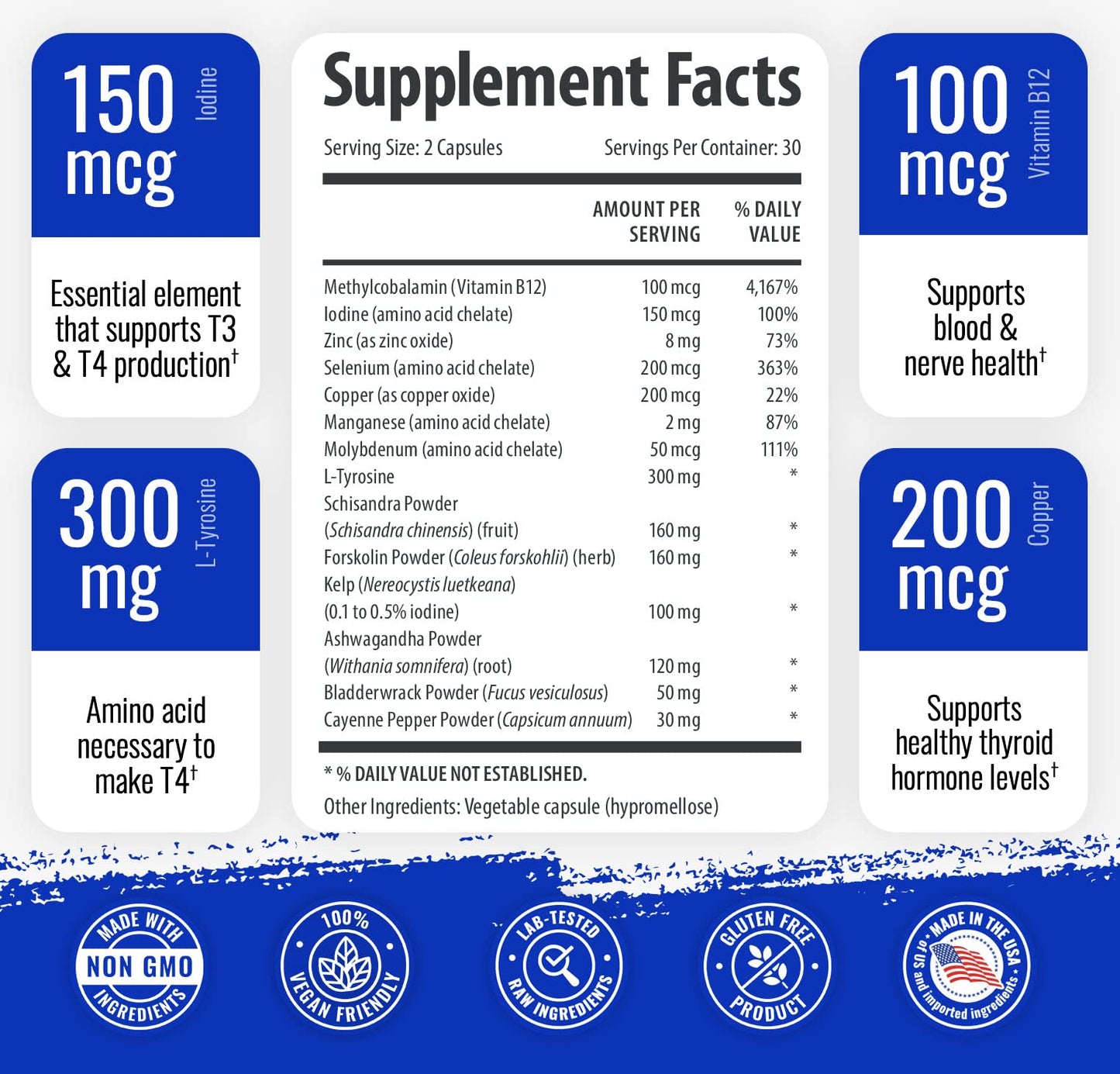 Thyroid Support Supplement for Women and Men - 3 Pack 90 Days 1 BodyUS supplements