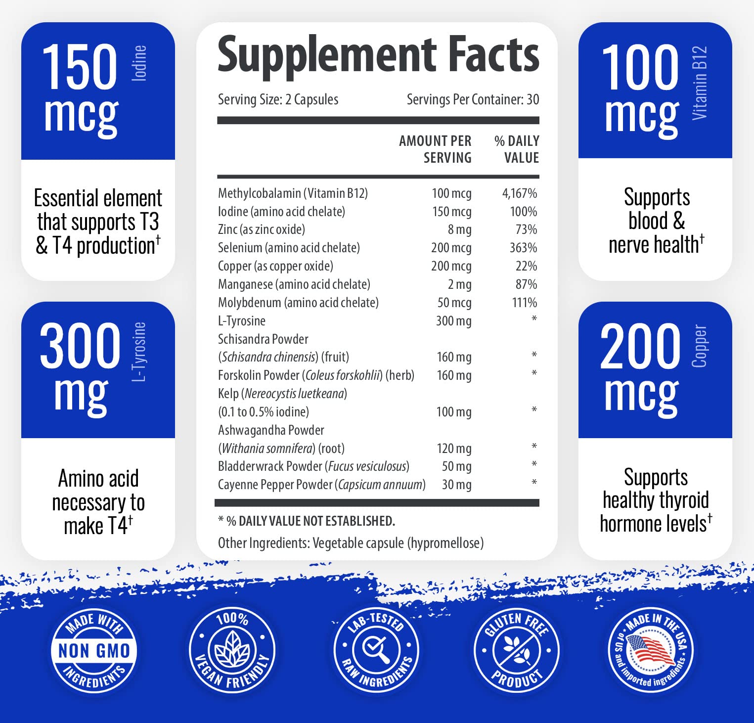 Thyroid Support Supplement for Women and Men - 3 Pack 90 Days 1 BodyUS supplements