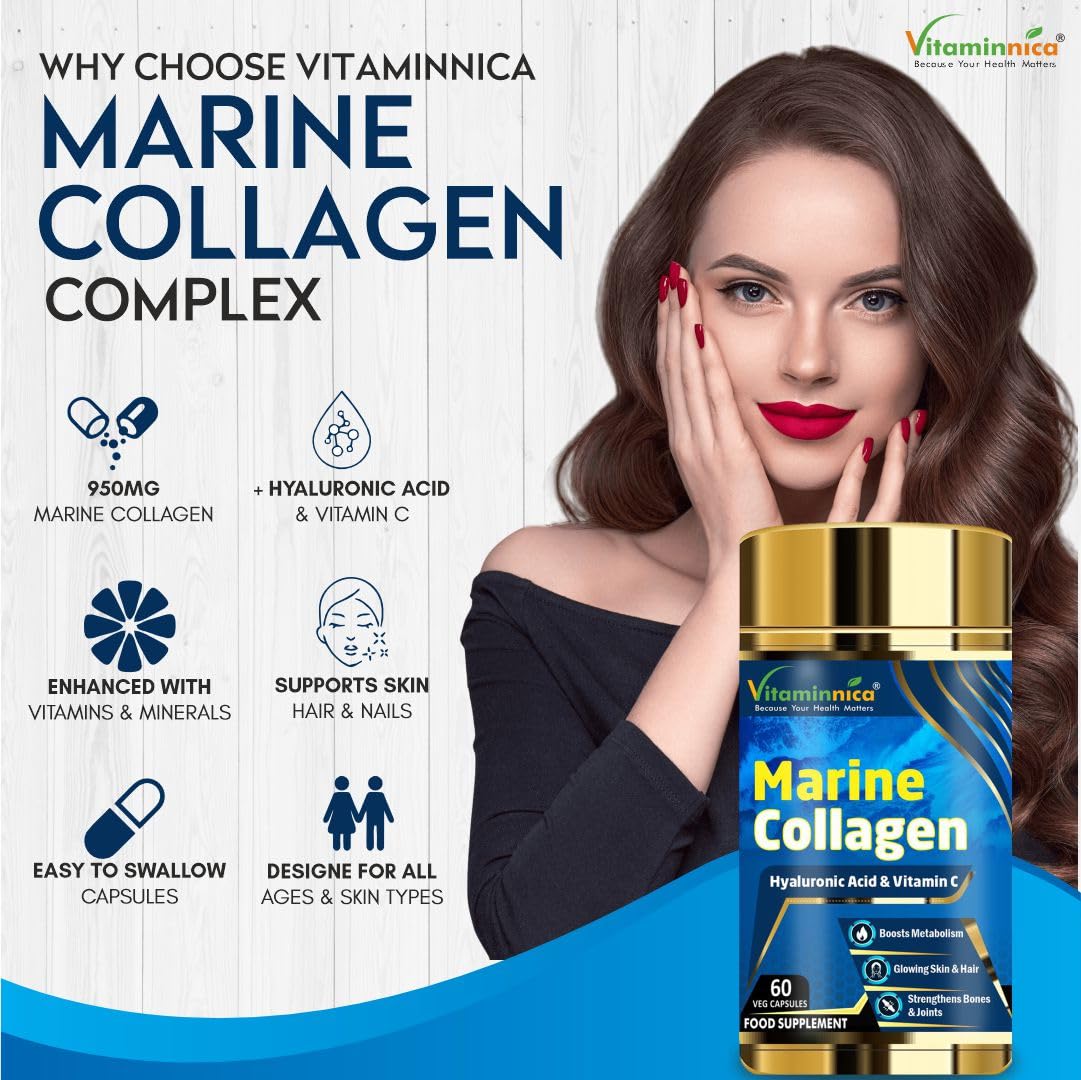 Vitaminnica Marine Collagen Capsules with Hyaluronic Acid & Vitamin C - Skin, Hair, Bones & Joints Vitaminnica Because your Health MattersAu supplements