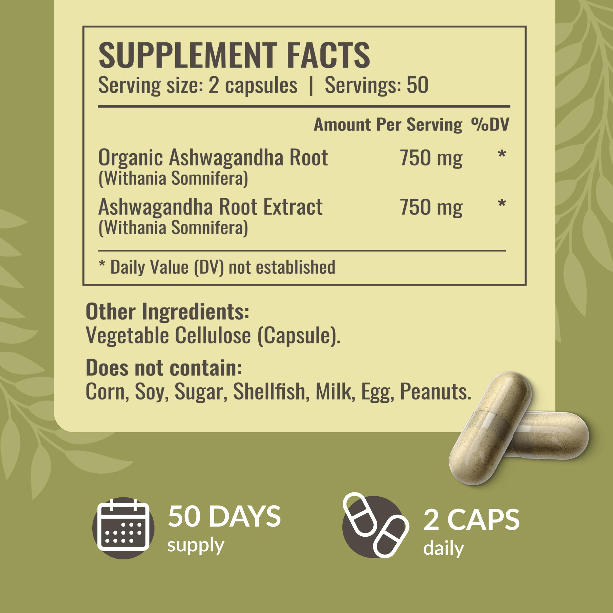 HERBAMAMA Ashwagandha Capsules - 1500mg Pure Ashwagandha Root Focus Supplement - Vegan, Non-GMO Mood & Calm Support Supplement for Adults, 100 Caps HERBAMAMAAu supplements