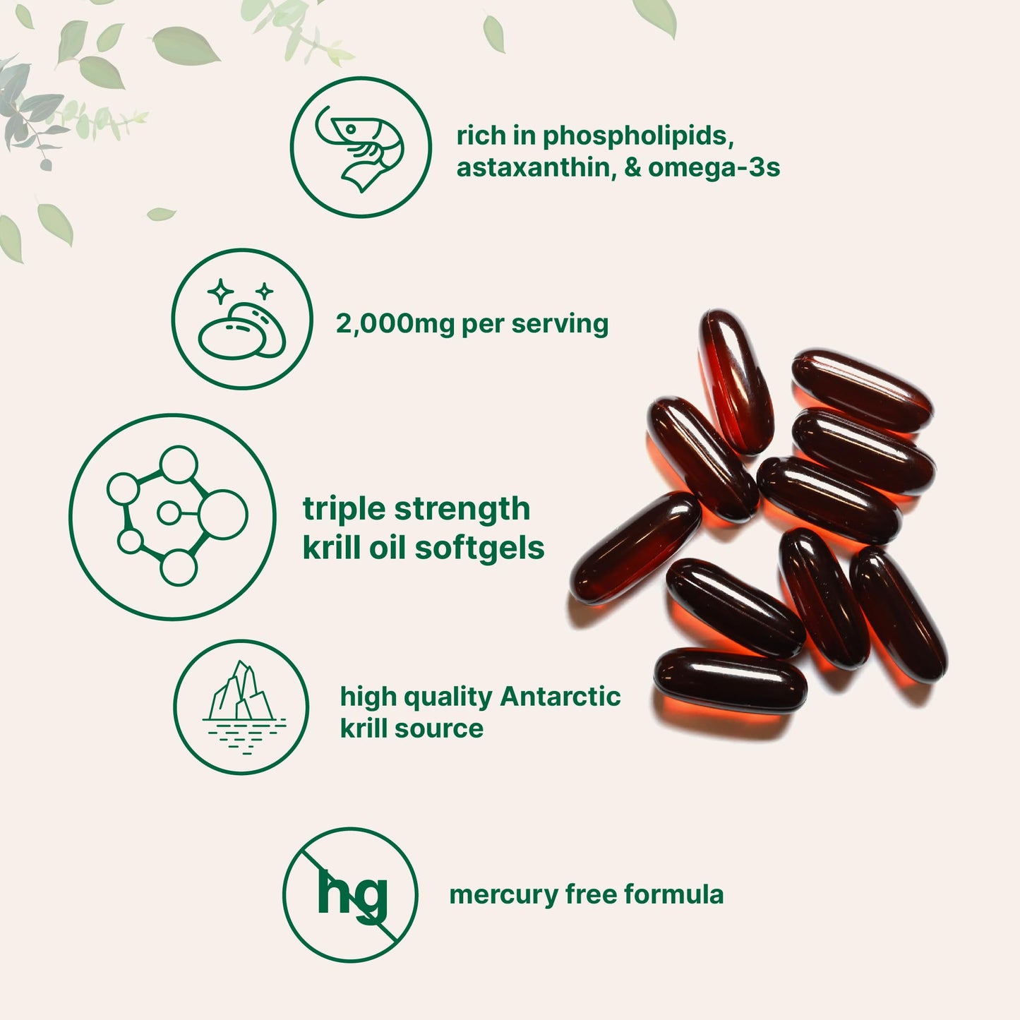 Micro Ingredients Antarctic Krill Oil Supplement, 2,000mg Per Serving, 240 Softgels, Triple Strength, Rich in Omega-3s EPA, DHA & Natural Astaxanthin Micro IngredientsUS supplements