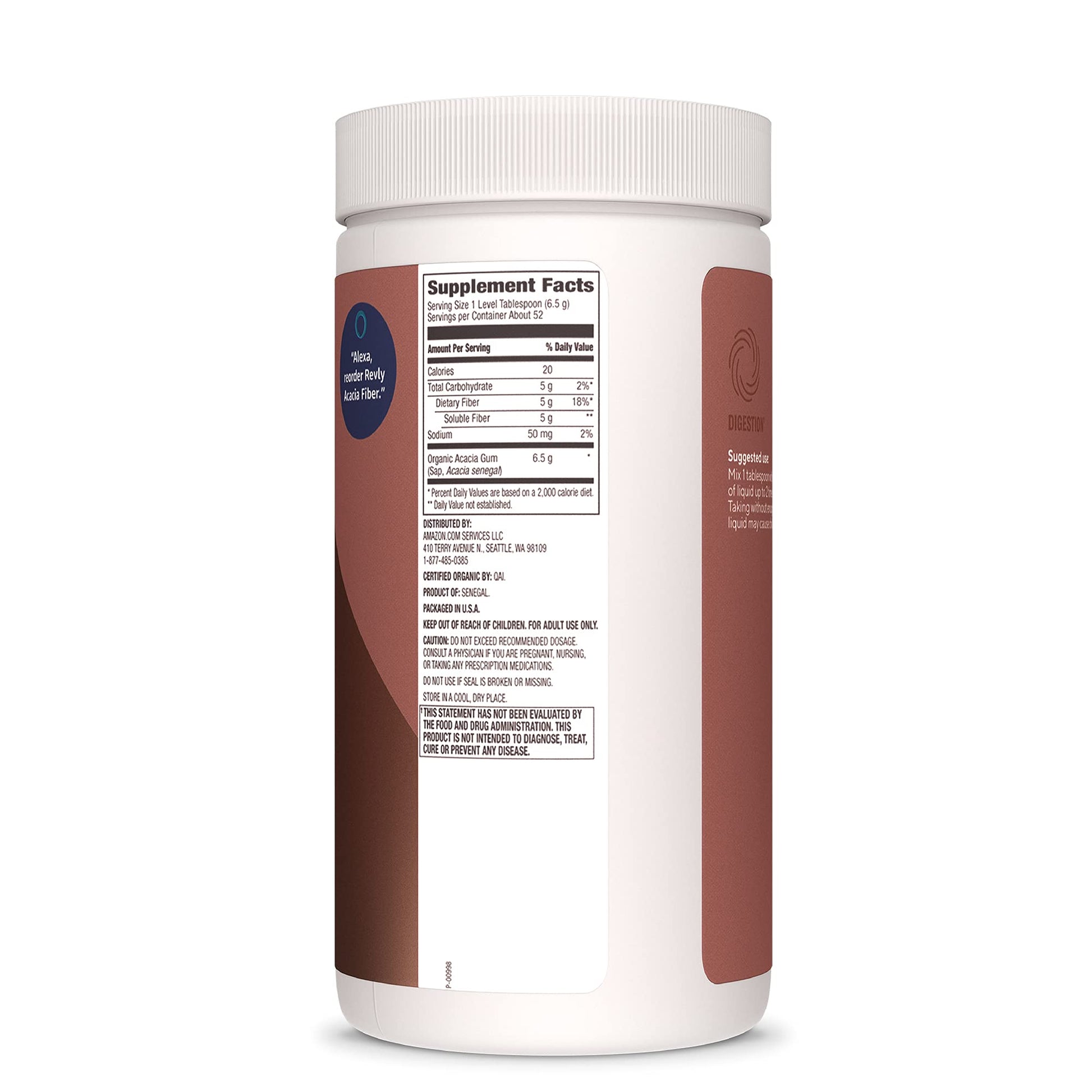 Amazon Brand - Revly Organic Acacia Fiber Powder, Supports Digestive Health RevlyUS supplements