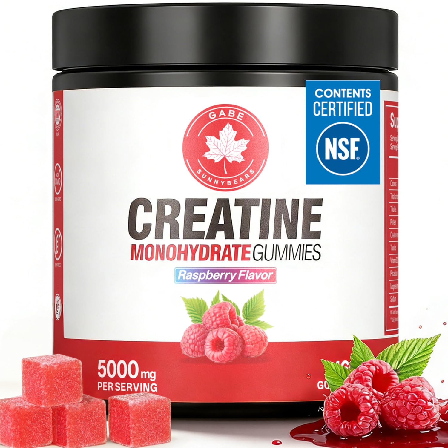 GABE SUNNYBEARS Creatine Gummies, NSF Certified, 5g Creatine Monohydrate per Serving with Taurine & B12, Raspberry Flavor, 160 Count, for Men & Women GABE SUNNYBEARSAu supplements