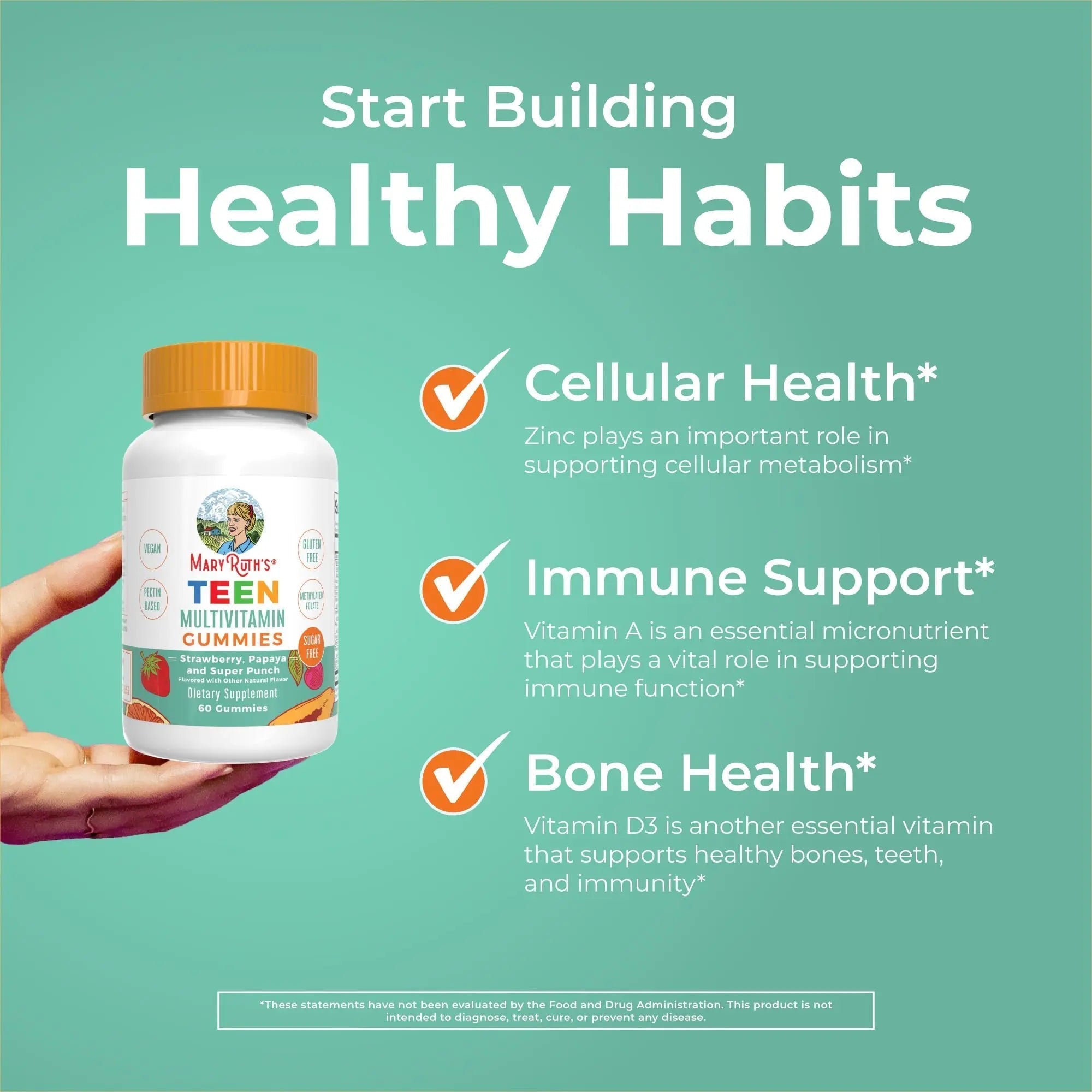 MaryRuth Organics Multivitamin for Teens | Teen Multivitamin Multimineral Gummies with Vitamin B, C, D and E, Biotin, Zinc MaryRuth OrganicsAu supplements