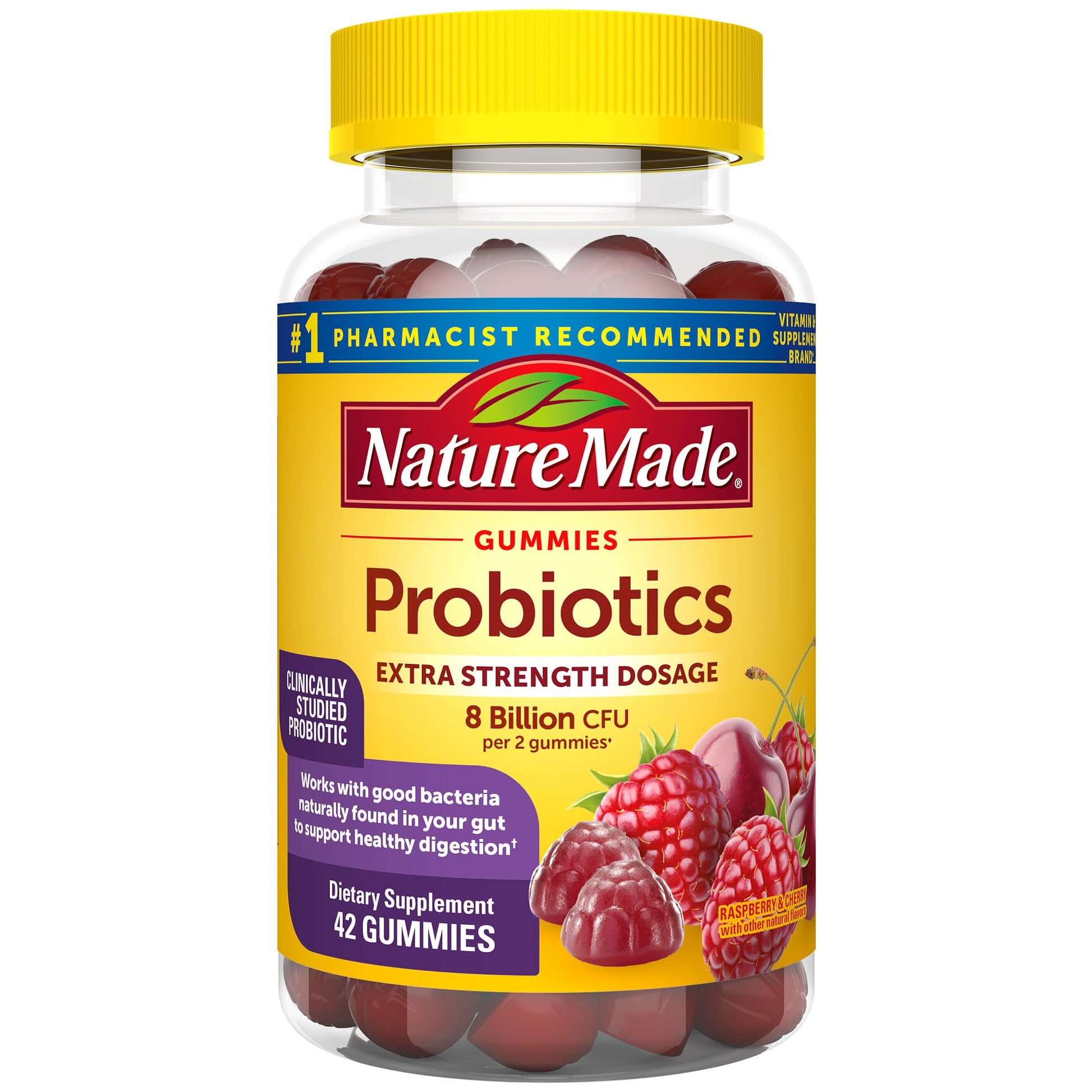 Nature Made Probiotics Extra Strength Dosage, Probiotics for Women and Men 8 Billion CFU per 2 Gummies, 42 Probiotic Gummies, 21 Day Supply Nature MadeAu supplements