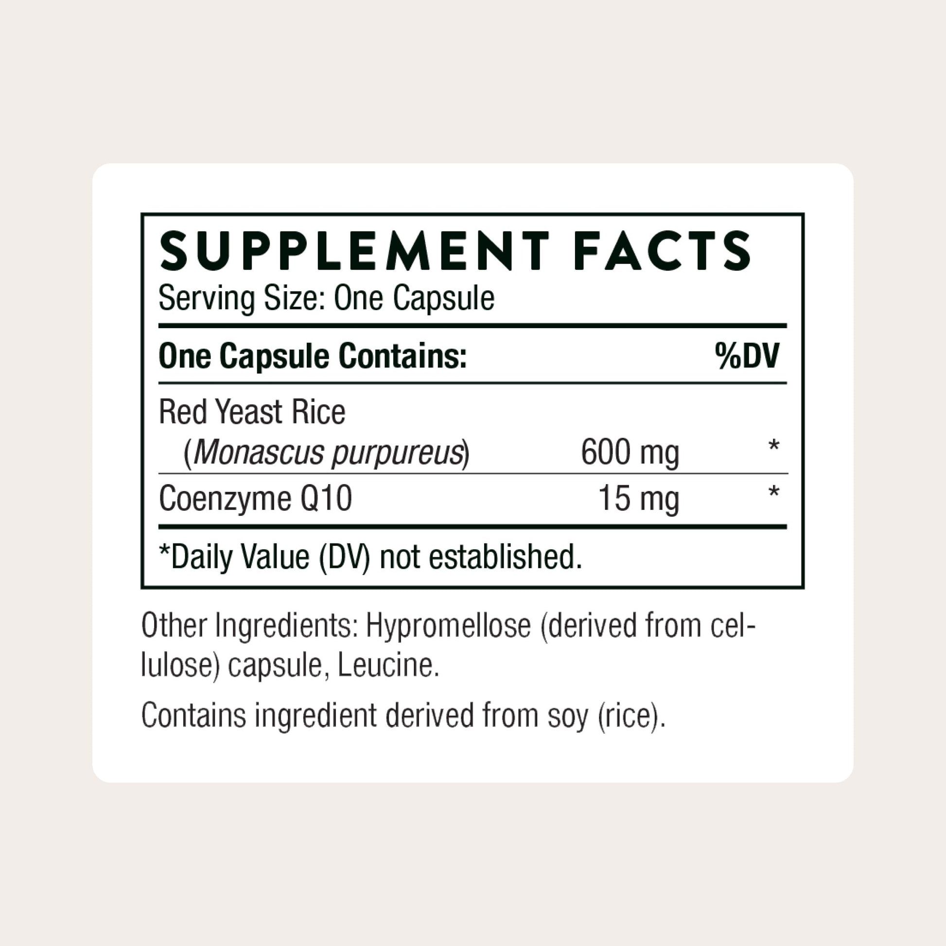 THORNE - Red Yeast Rice + CoQ10 - Maintain Healthy Cholesterol Levels & Supports Cardiovascular Health - Added Antioxidant Support* - Gluten-Free, Dairy-Free - 120 Servings THORNEAu supplements