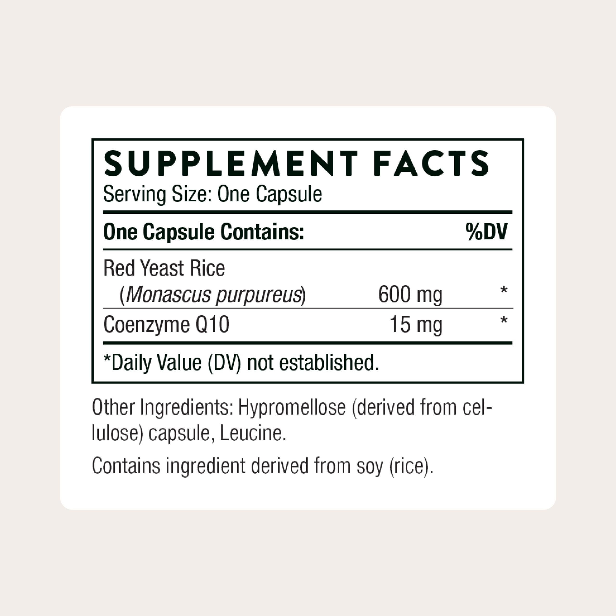 THORNE - Red Yeast Rice + CoQ10 - Maintain Healthy Cholesterol Levels & Supports Cardiovascular Health - Added Antioxidant Support* - Gluten-Free, Dairy-Free - 120 Servings THORNEAu supplements
