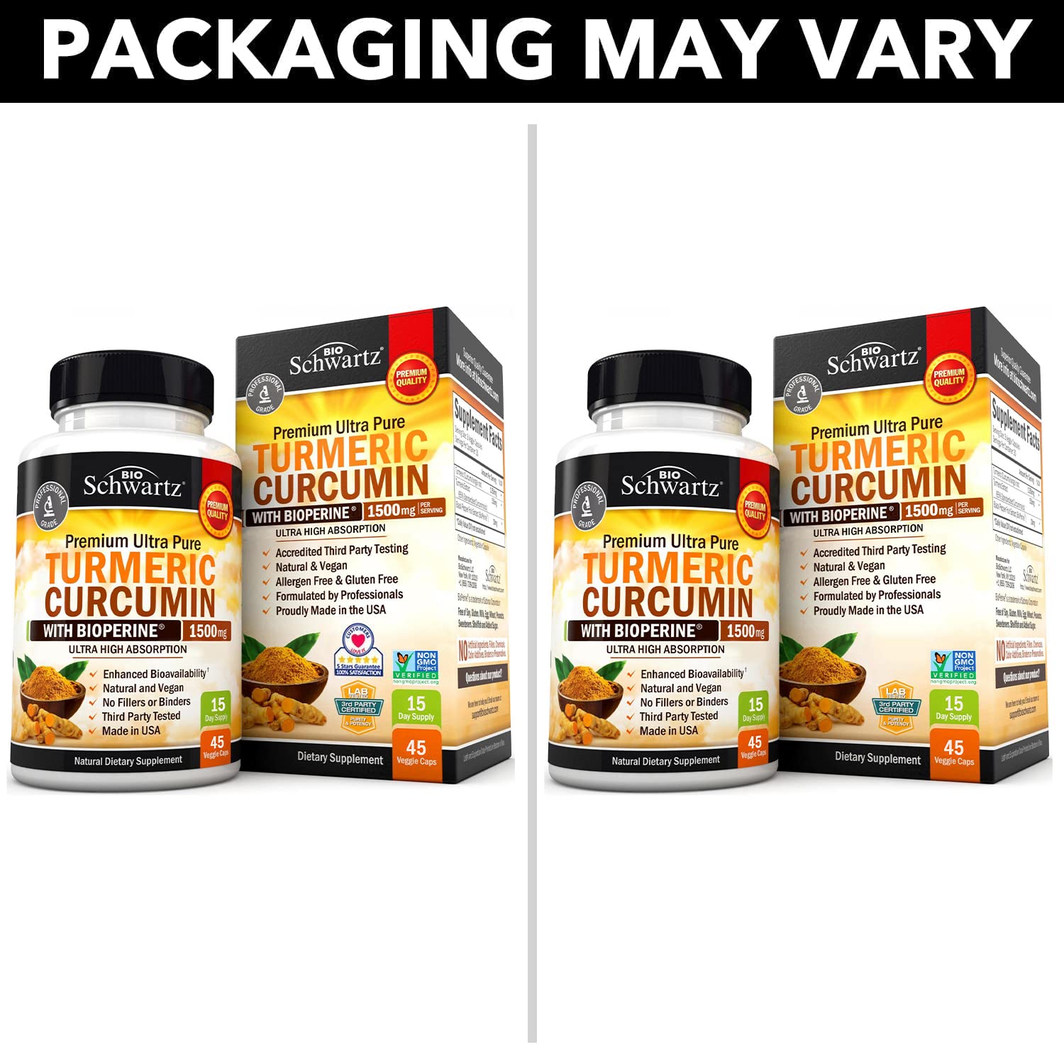 Turmeric Curcumin with Black Pepper Extract 1500mg - High Absorption BioSchwartzUS supplements