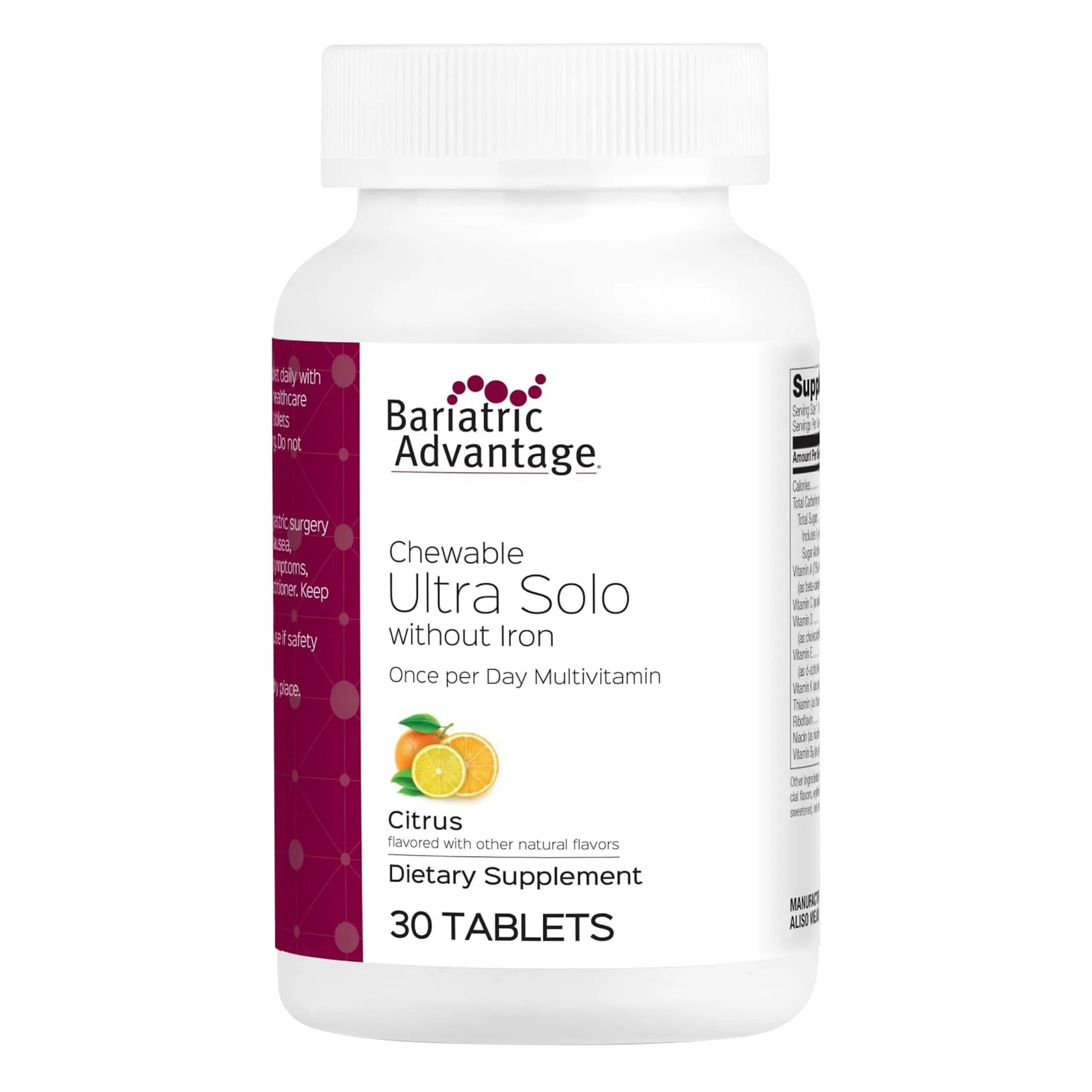 Bariatric Advantage Chewable Ultra Solo Without Iron - Once-Per-Day Daily Multivitamin - for Bariatric Surgery Patients Bariatric AdvantageAu supplements