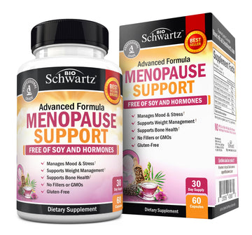 Herbal Menopause Support for Women - Supports Healthy Mood and Balance with Milk Thistle Chasteberry Black Cohosh Red Clover Turmeric Ginger - Menopause Supplements for Women - 60 Veggie Capsules BioSchwartzAu supplements