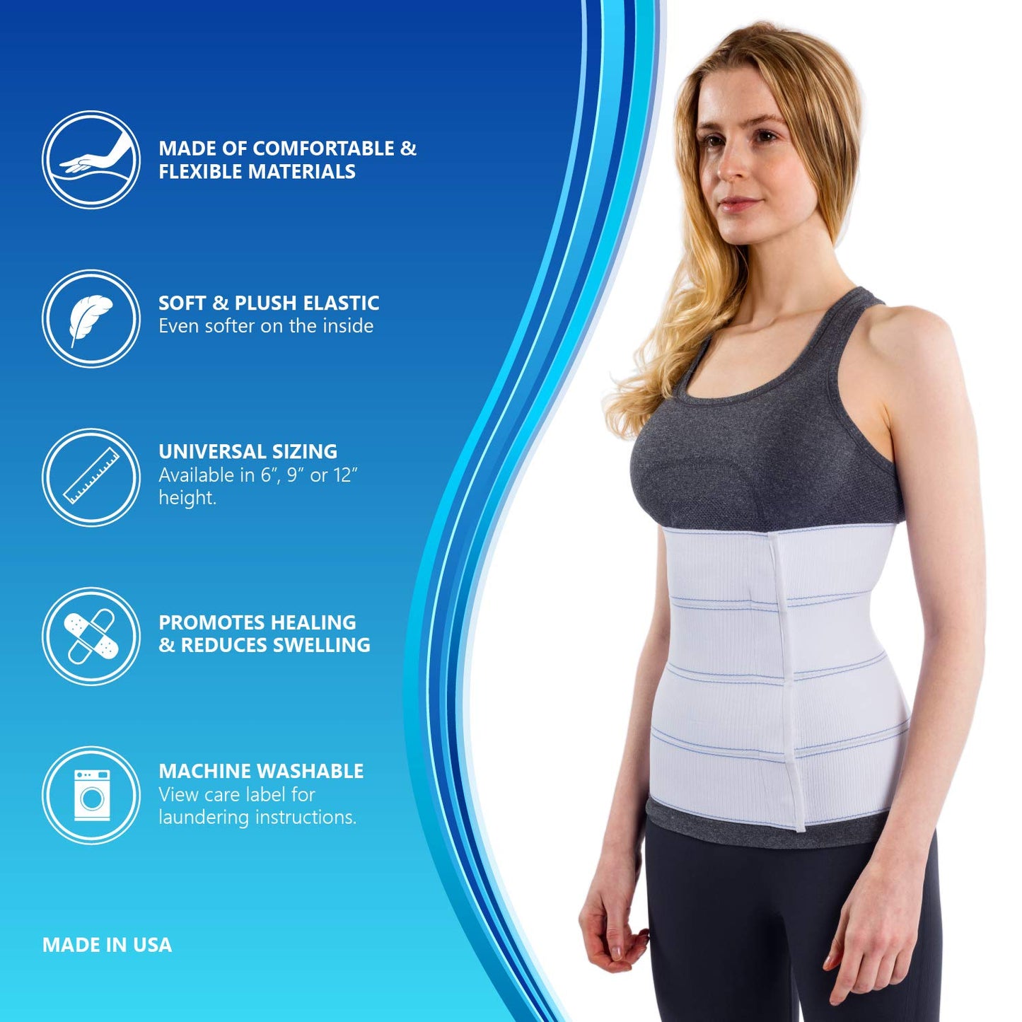 NYOrtho Abdominal Binder Lower Waist Support Belt - Compression Wrap for Men and Women NYOrthoUS supplements