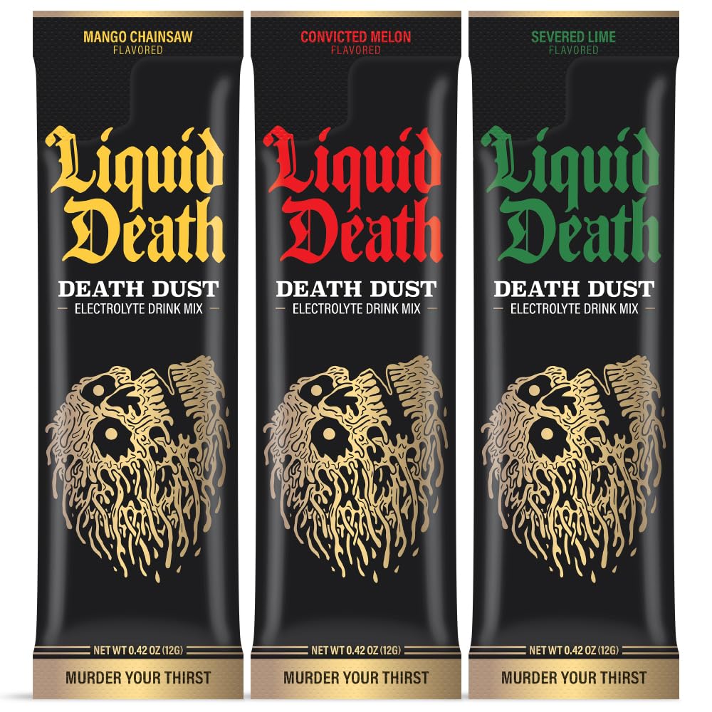 Liquid Death Electrolyte Death Dust - Hydration Powder Packets - 3 Flavors - 12-Stick Liquid DeathUS supplements