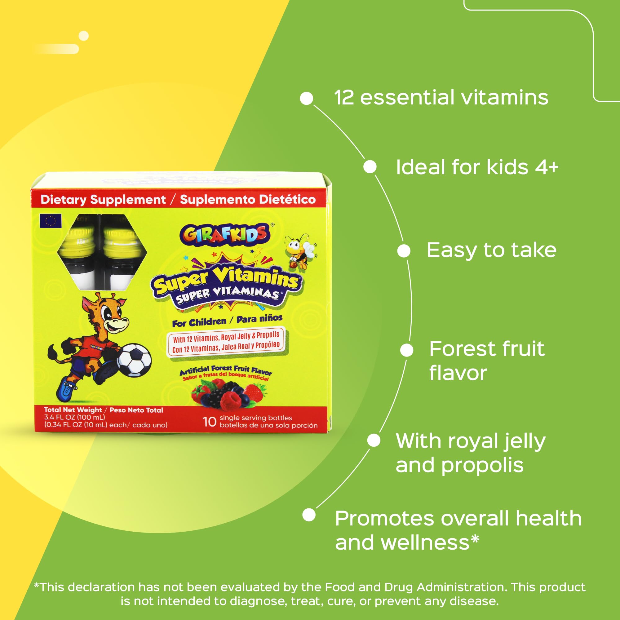 GirafKids Multivitamin Syrup + Super Vitamins Liquid Bundle for Kids Ages 4+ | Omega-3, Beta Glucan, Royal Jelly & Propolis | PHARMADELUS supplements